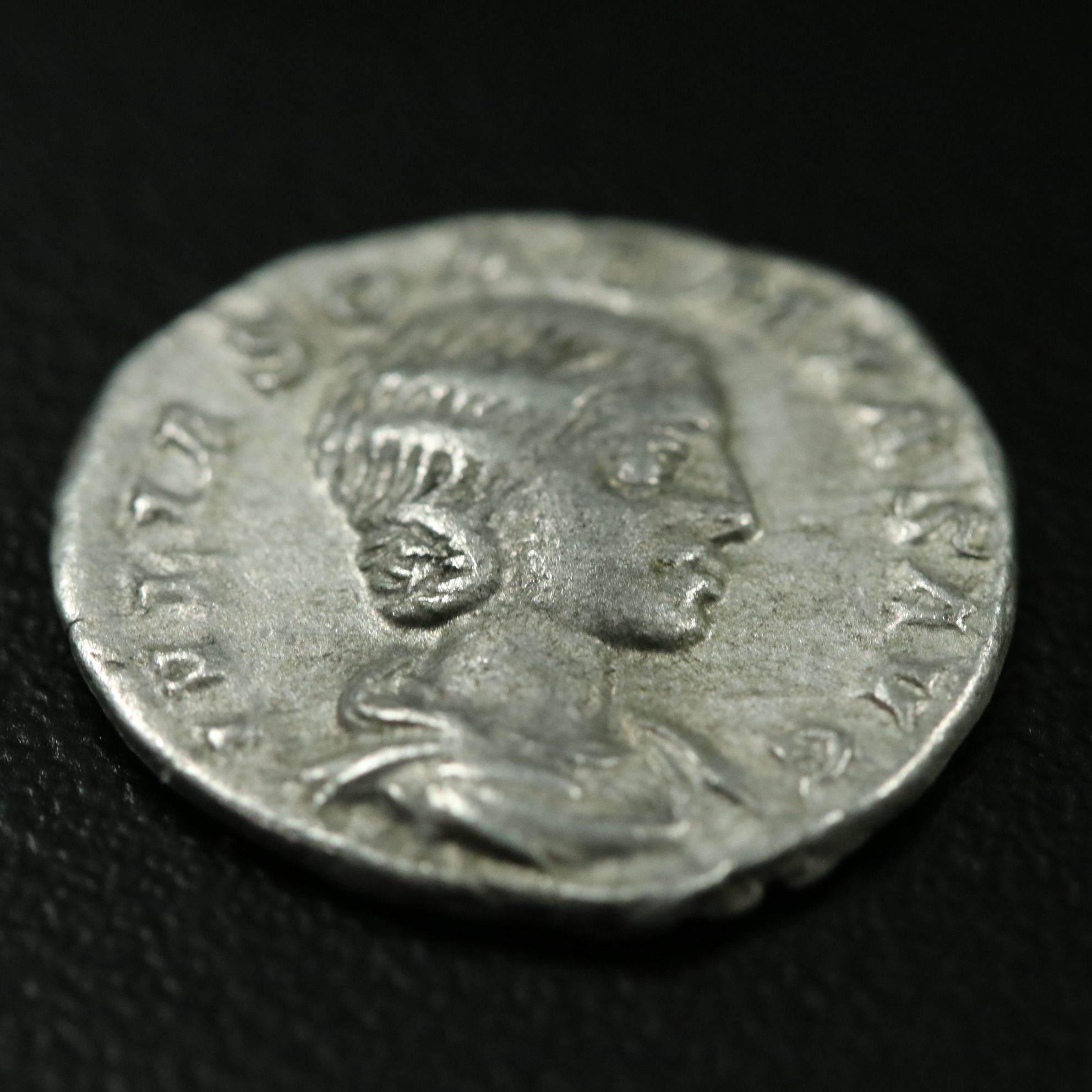 Ancient Roman Imperial AR Denarius Coin of Julia Soaemias, ca. 220 A.D.