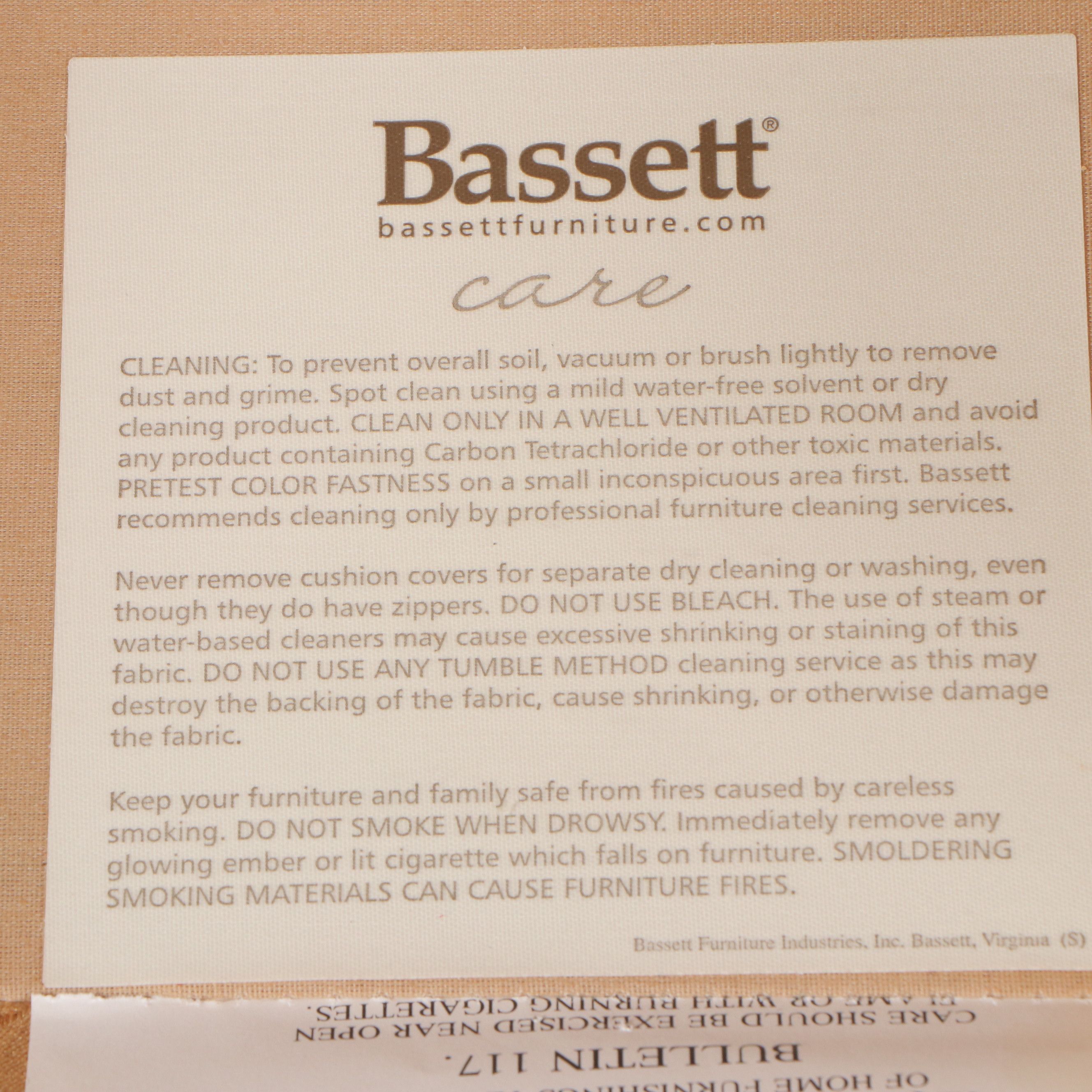 Bassett Damask Upholstered Sofa with Accent Pillows