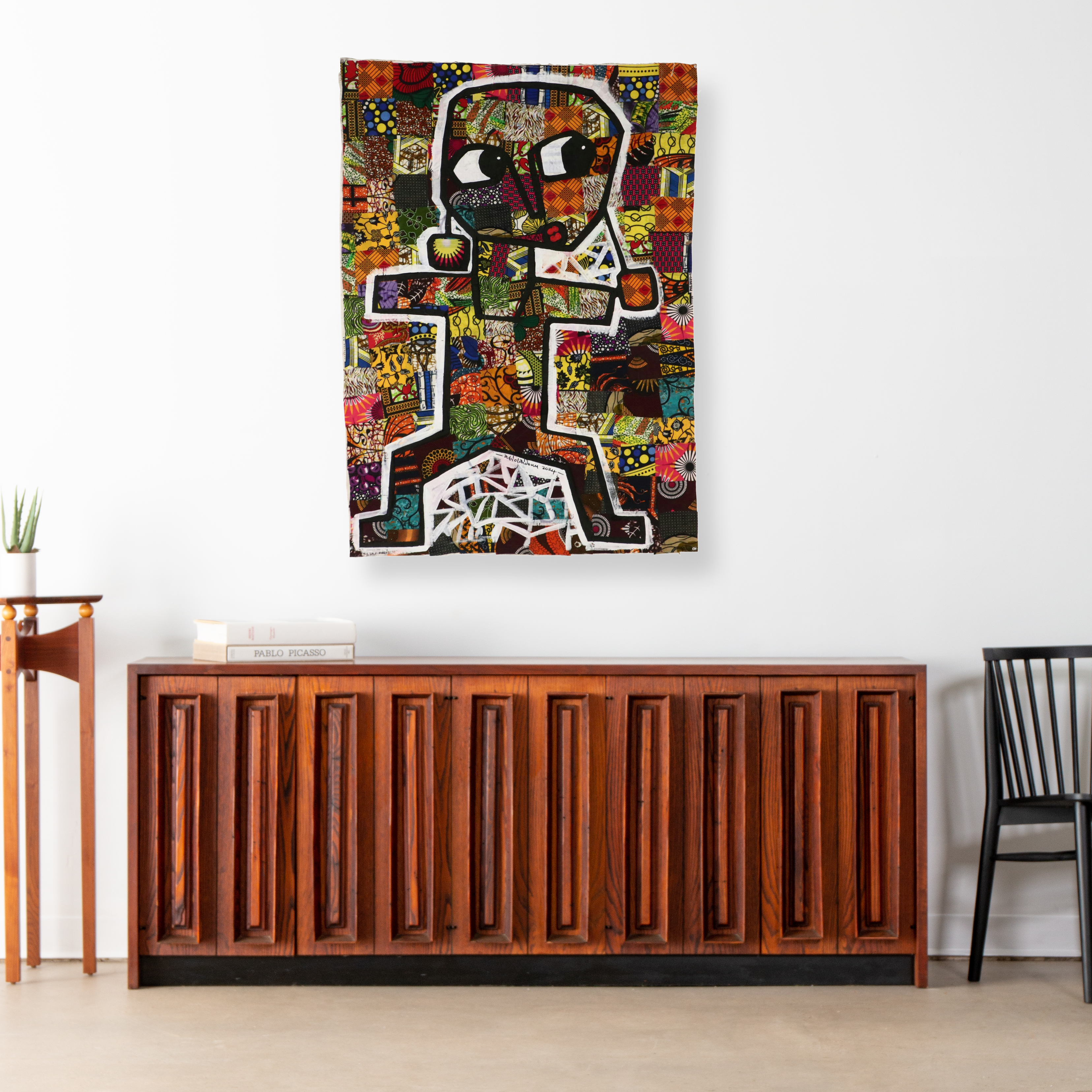 Abiola Idowu Modern Figural Mixed Media Painting "Beautiful Girl," 2024