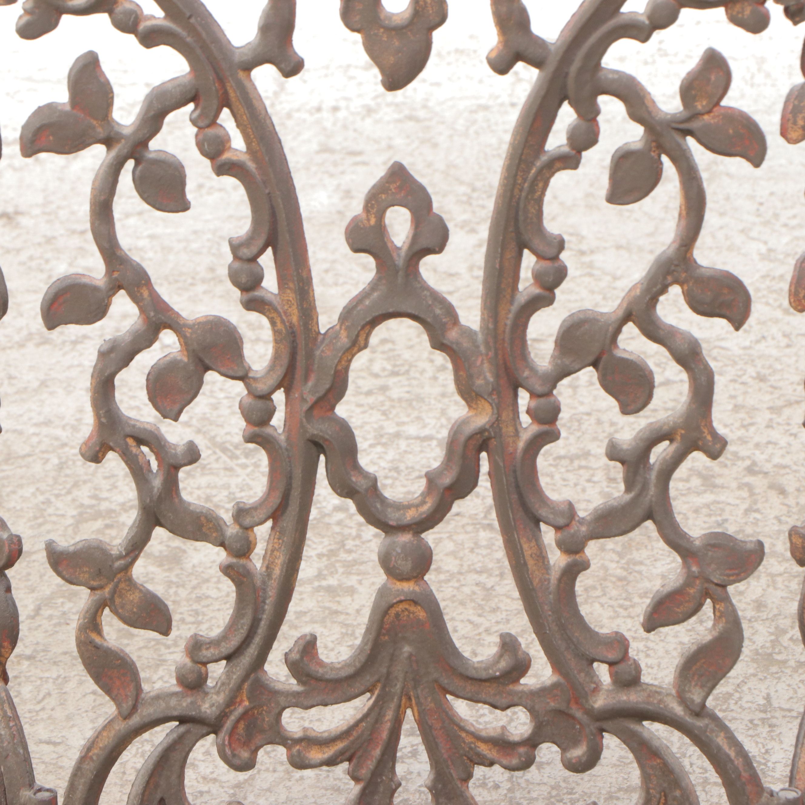 Art Nouveau Style Scrolled Bent Cast Metal Fireplace Screens