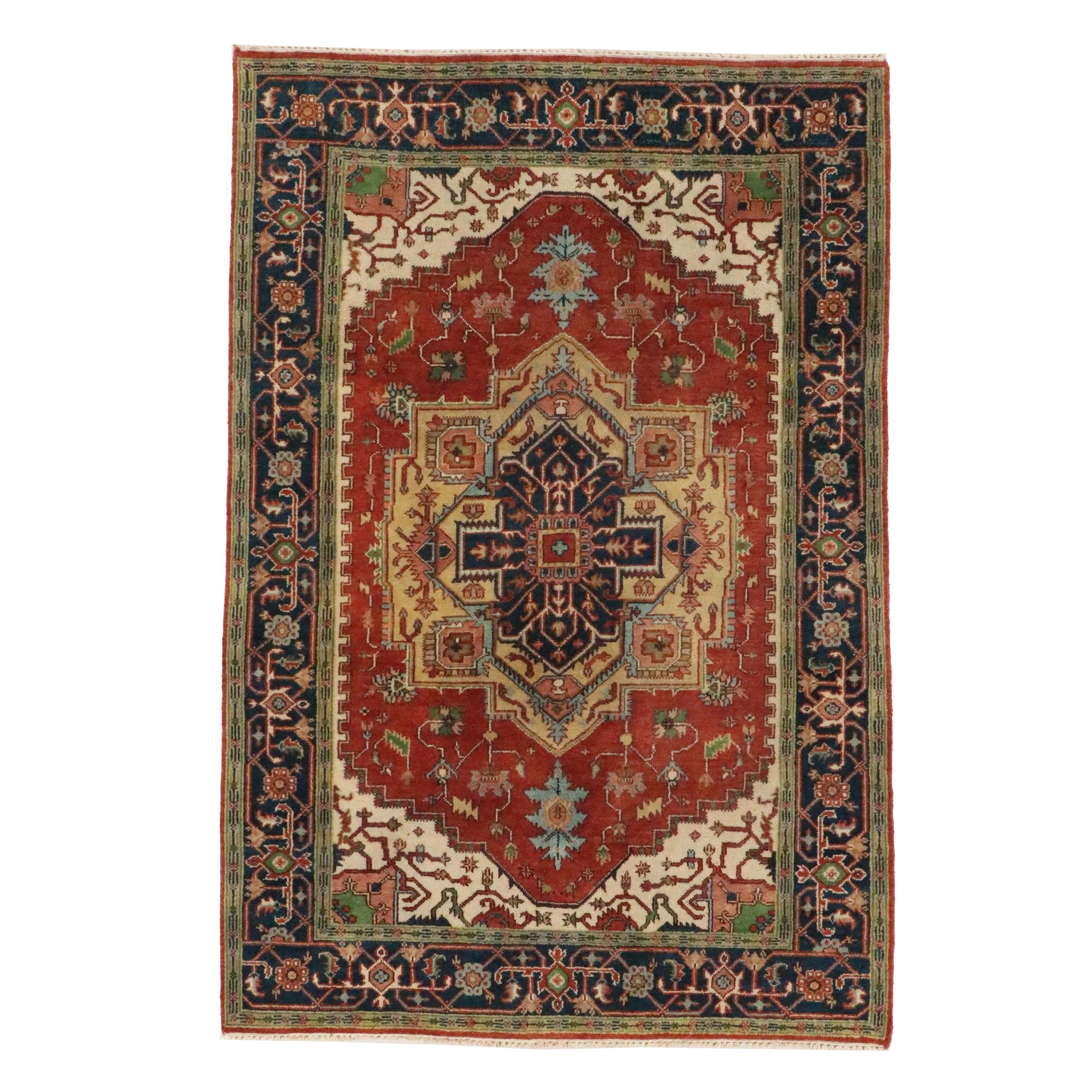 6' x 9'11 Hand-Knotted Indo-Persian Heriz Serapi Area Rug