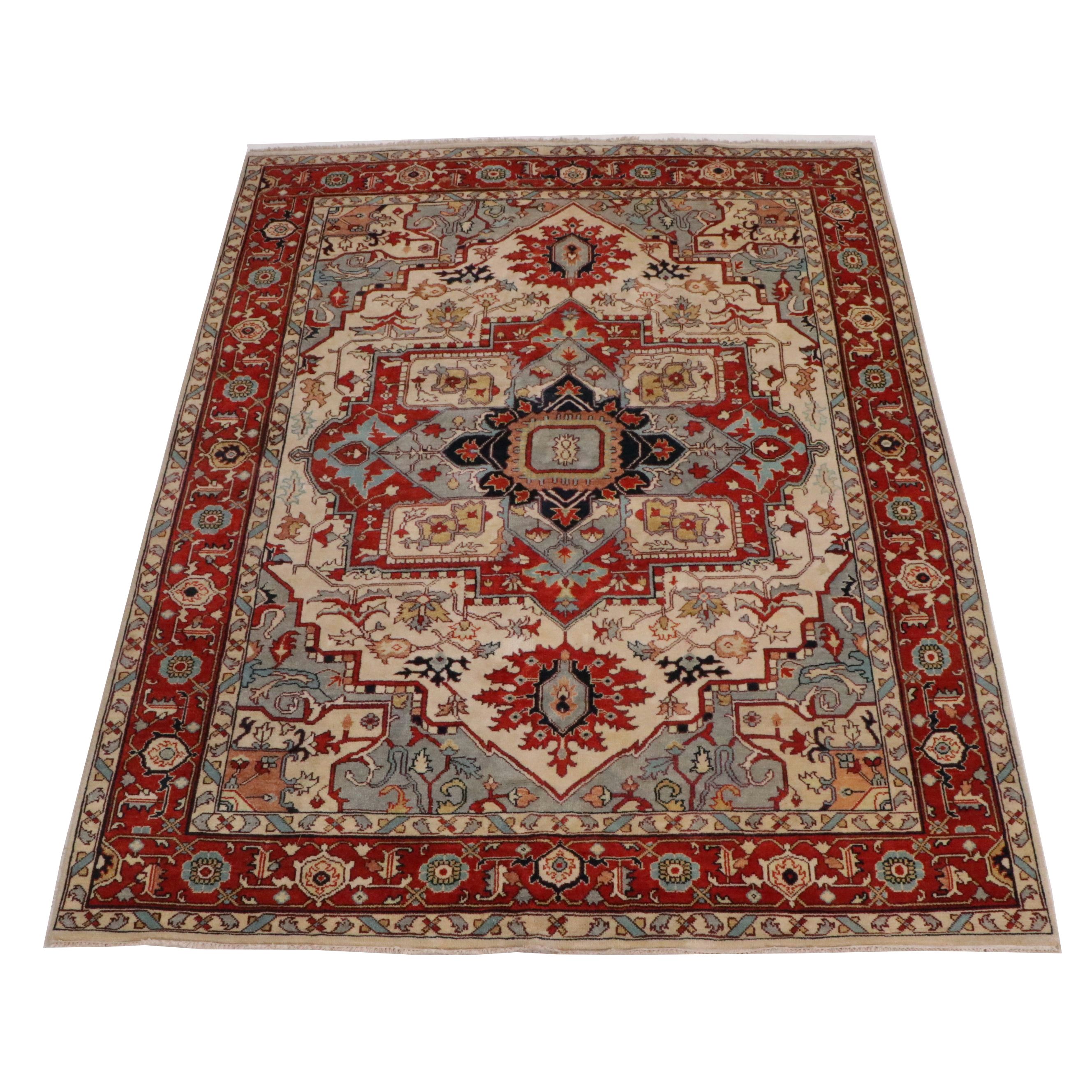 9' x 12'3 Hand-Knotted Indo-Persian Heriz Room-Sized Rug