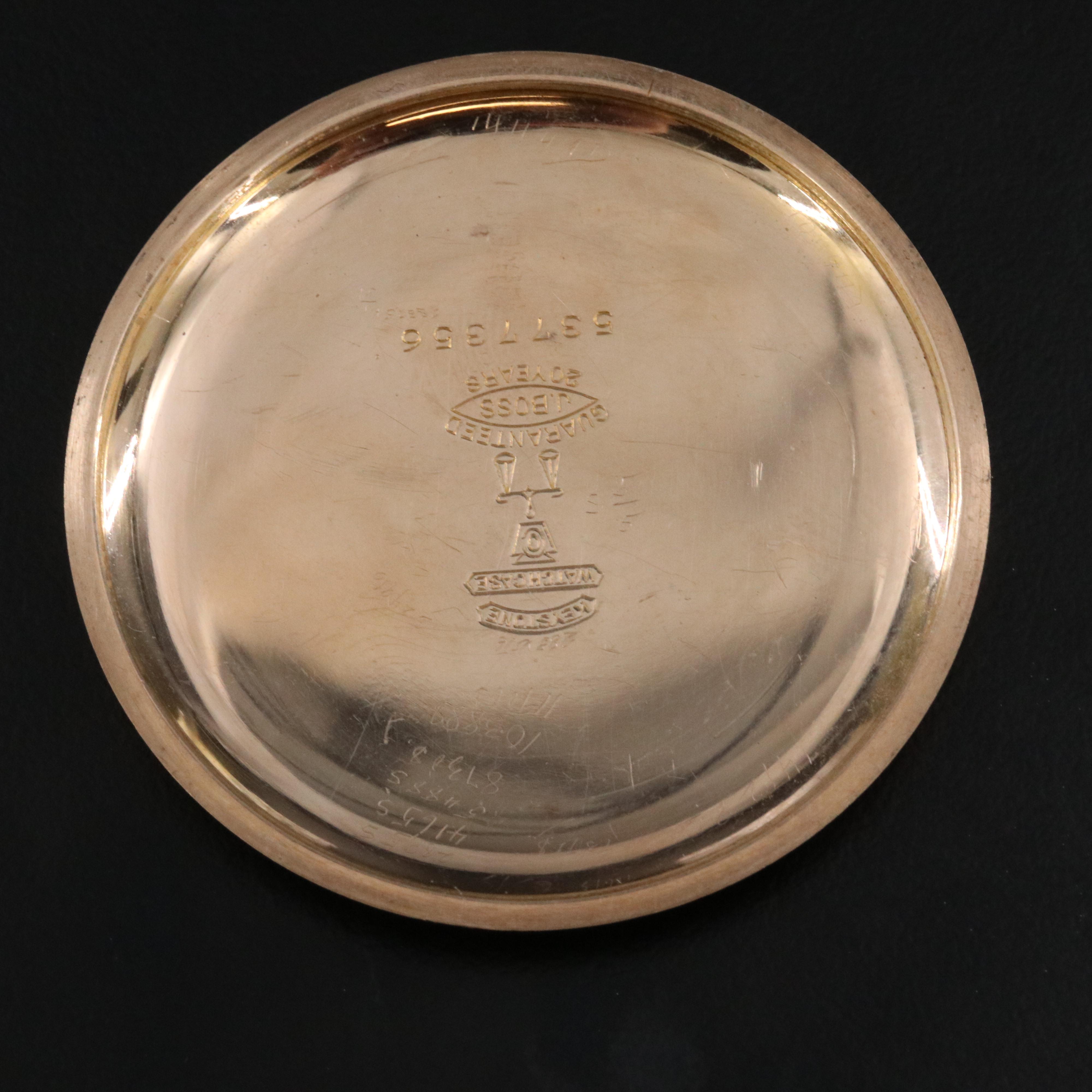 Ball Watch Co. Gold Filled Pocket Watch and Chain with Glass Dome Stand