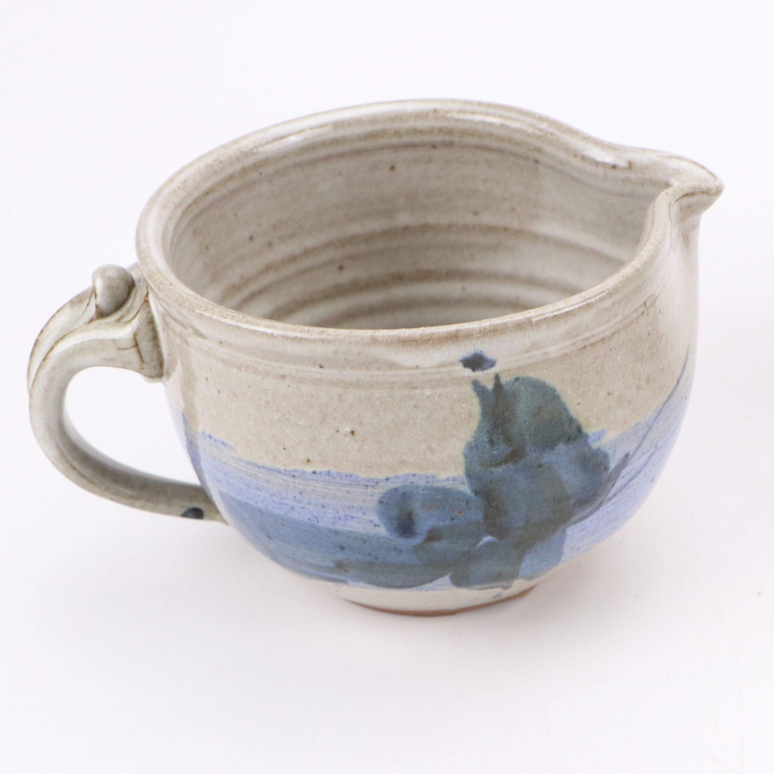 Studio Art Pottery Stoneware Vase with Chamberstick, Bowl, and Creamer