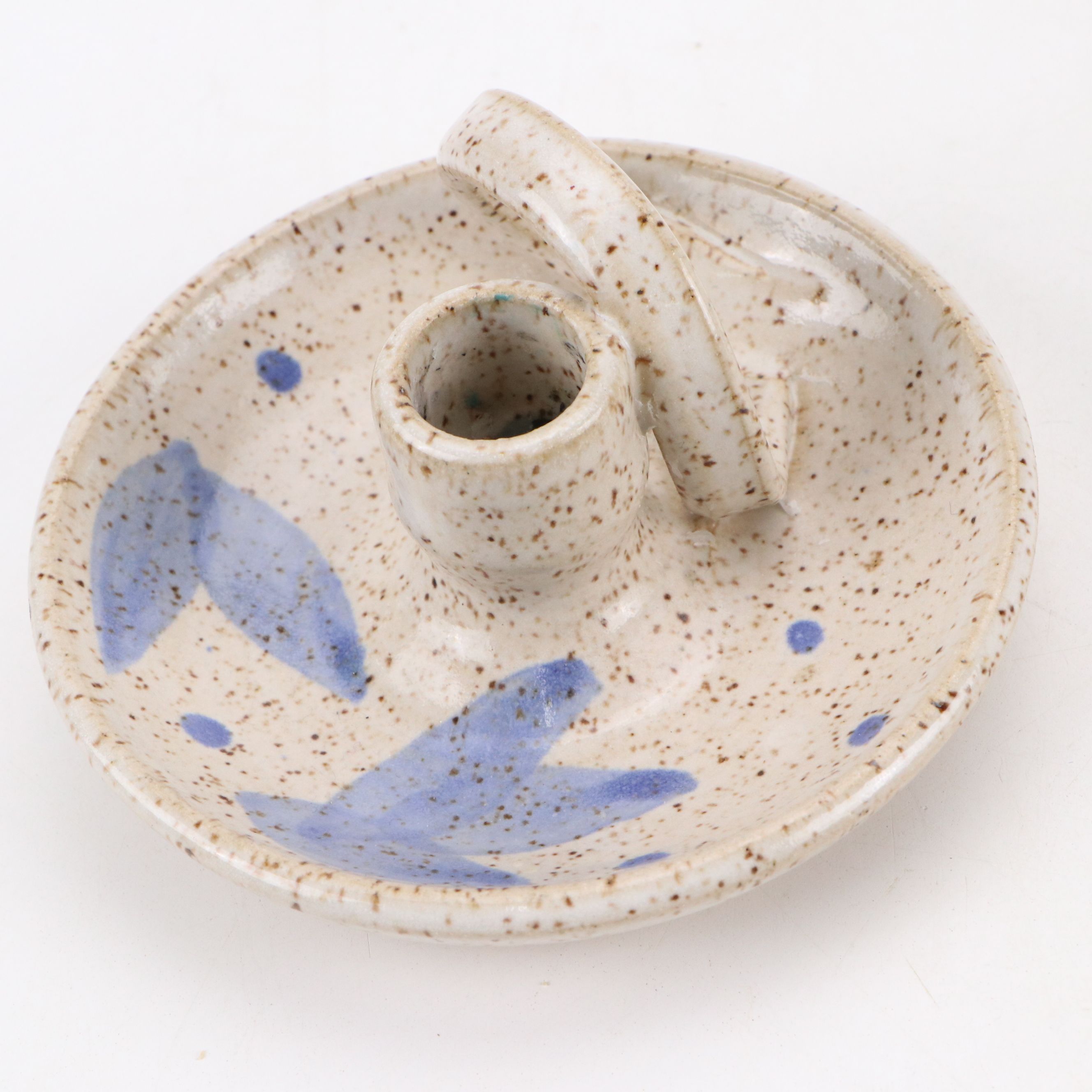 Studio Art Pottery Stoneware Vase with Chamberstick, Bowl, and Creamer