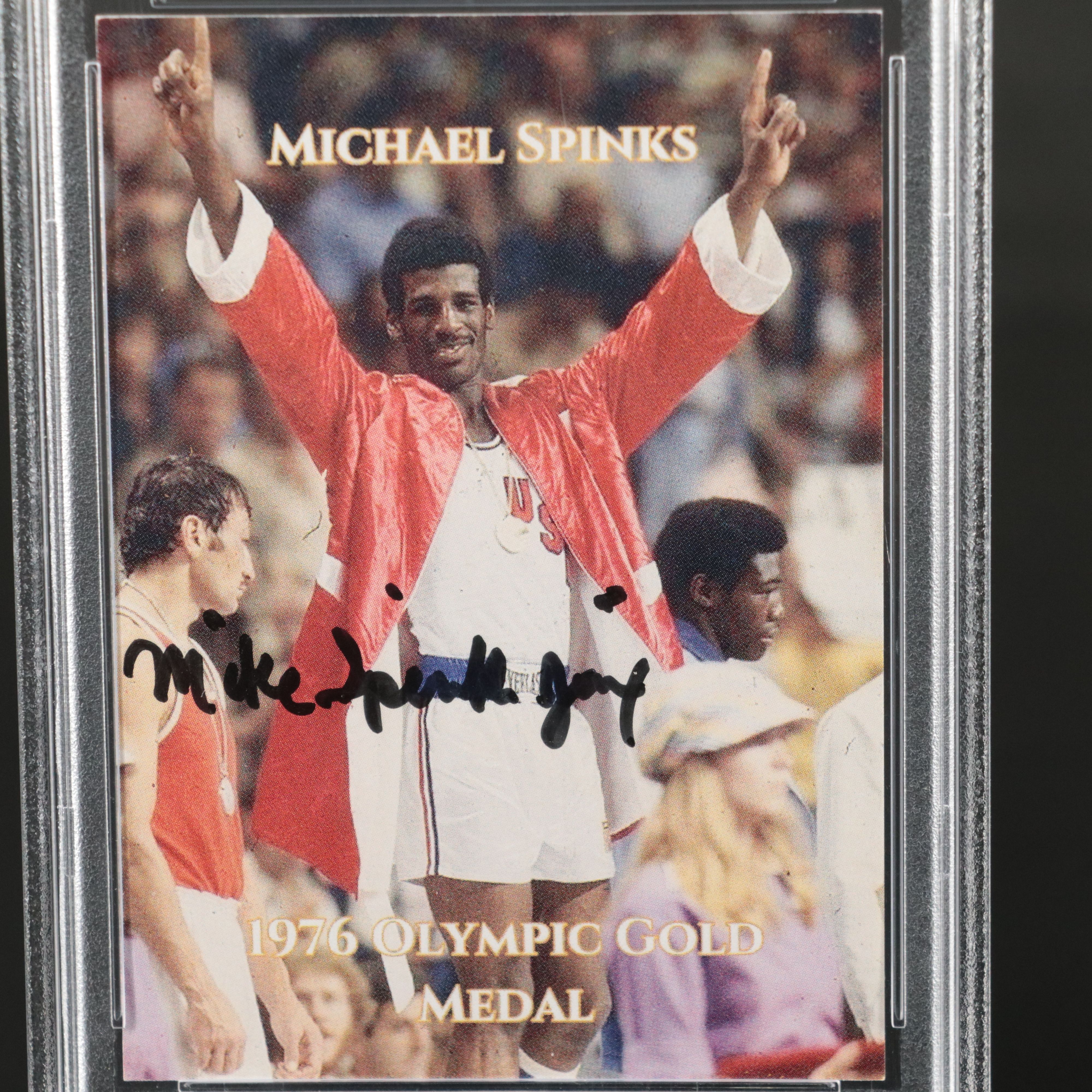 Michael Spinks Signed Olympic Boxing Card, PSA