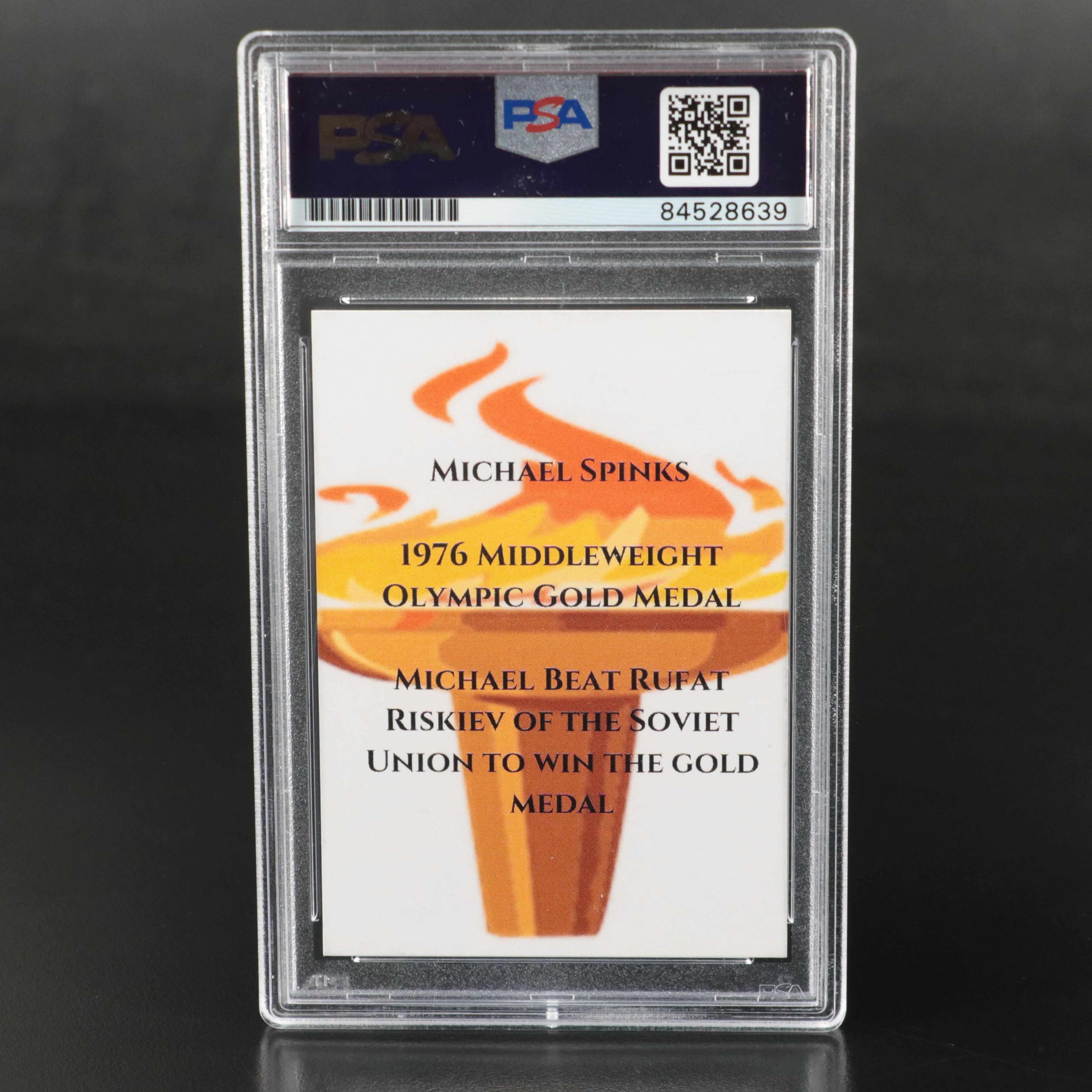 Michael Spinks Signed Olympic Boxing Card, PSA