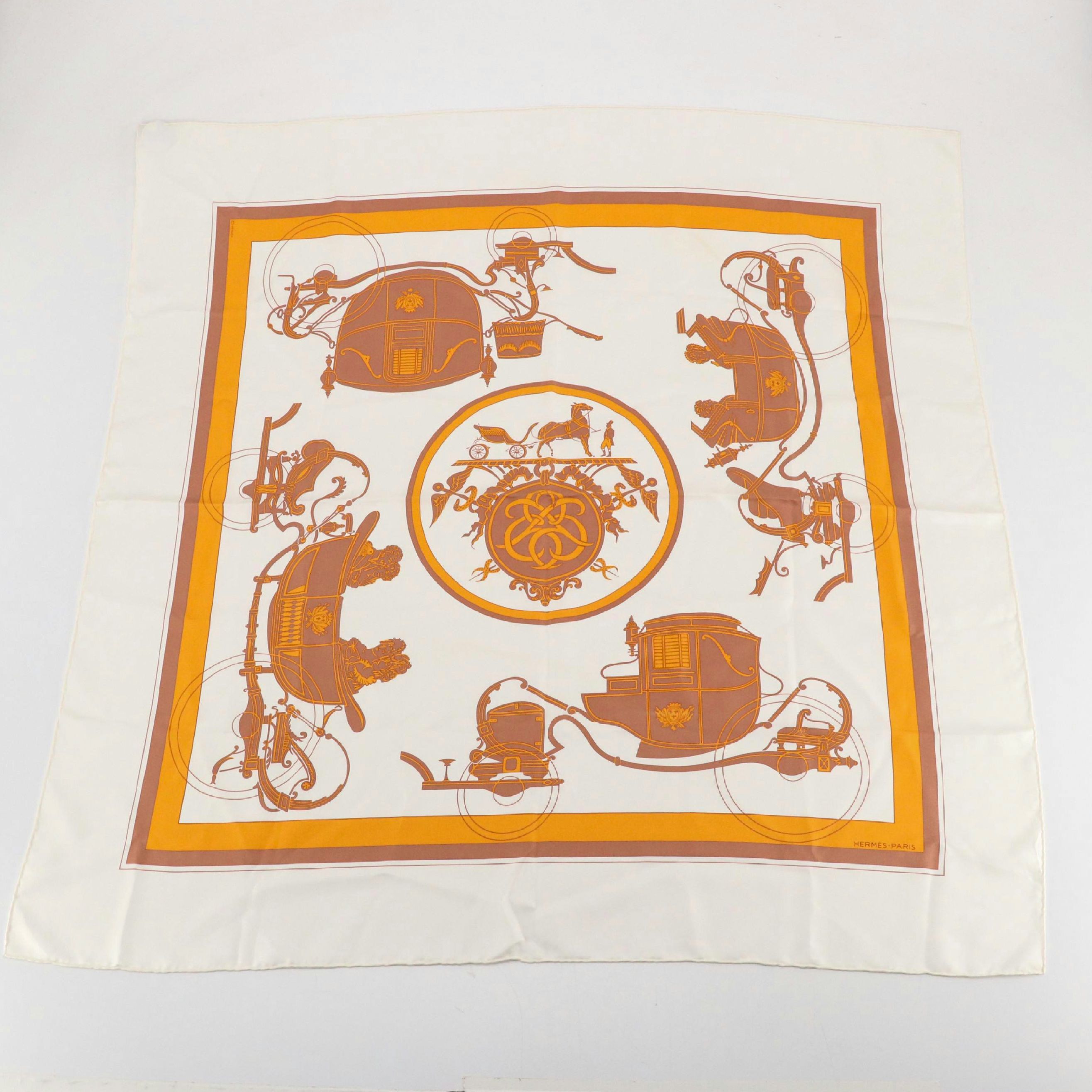 Hermès "Ex-Libris Carriage" Silk Twill Scarf 90