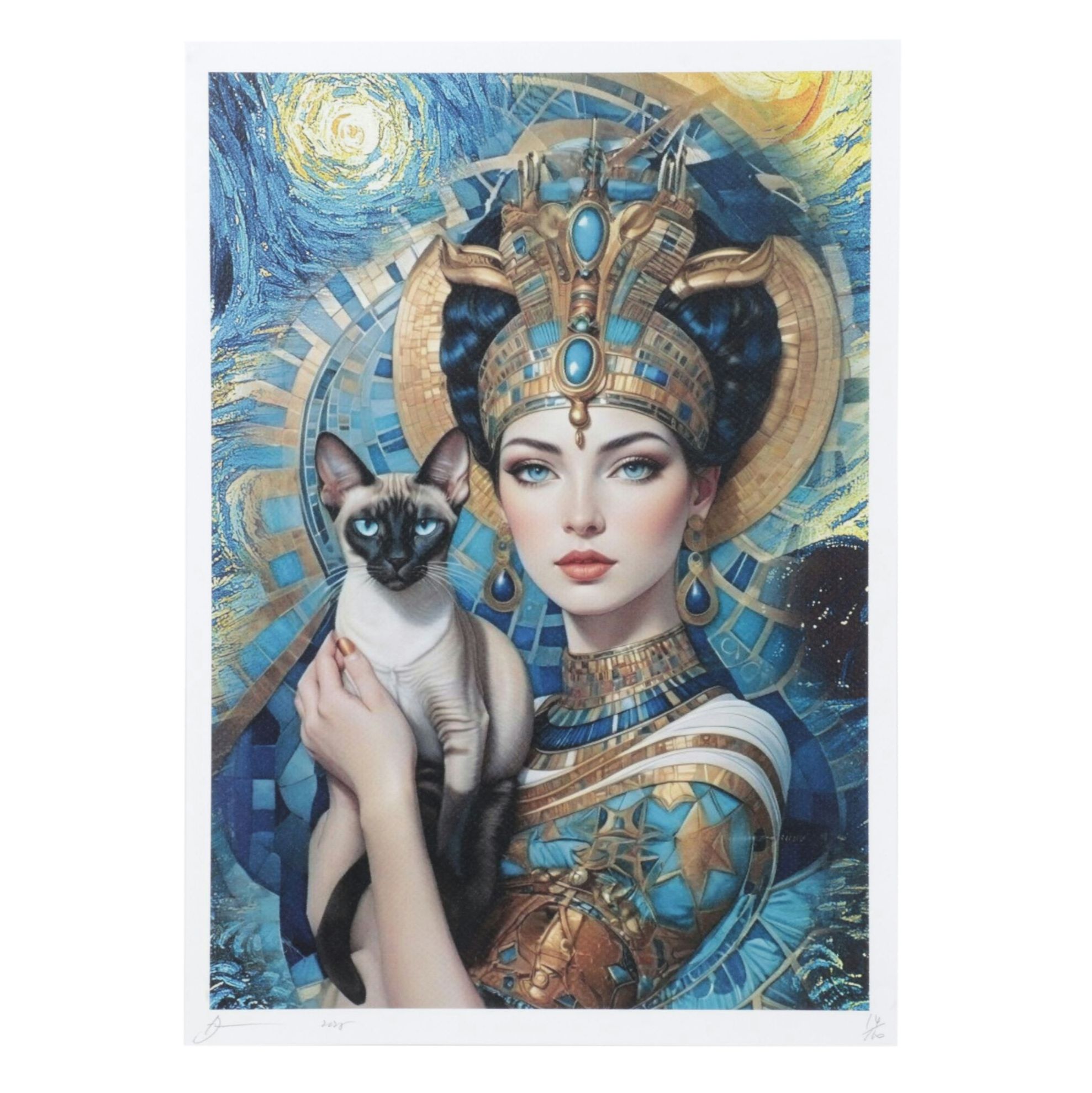 Death NYC Pop Art Digital Graphic Print Homage to Klimt x Van Gogh, 2025