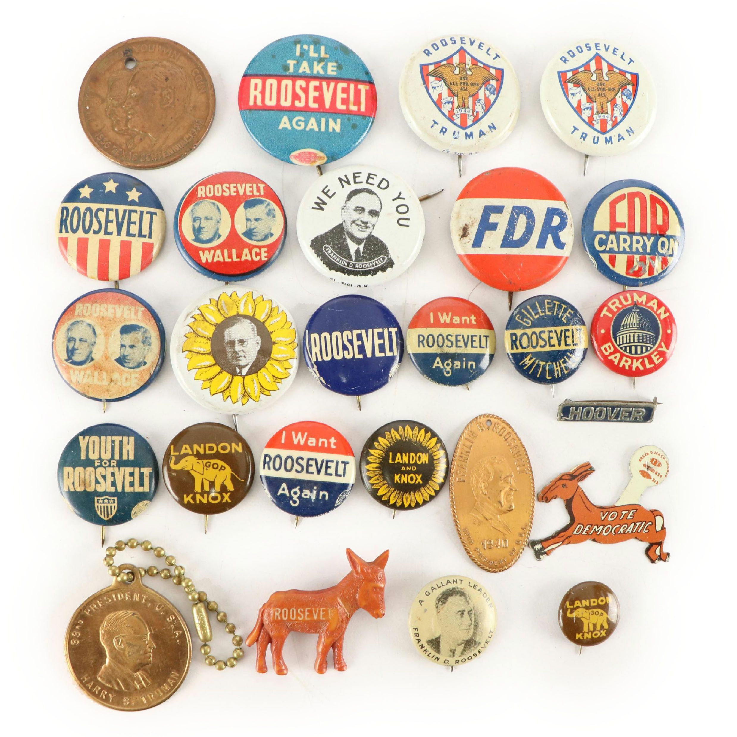 Franklin Roosevelt, Harry Truman, and Other Political Pinbacks