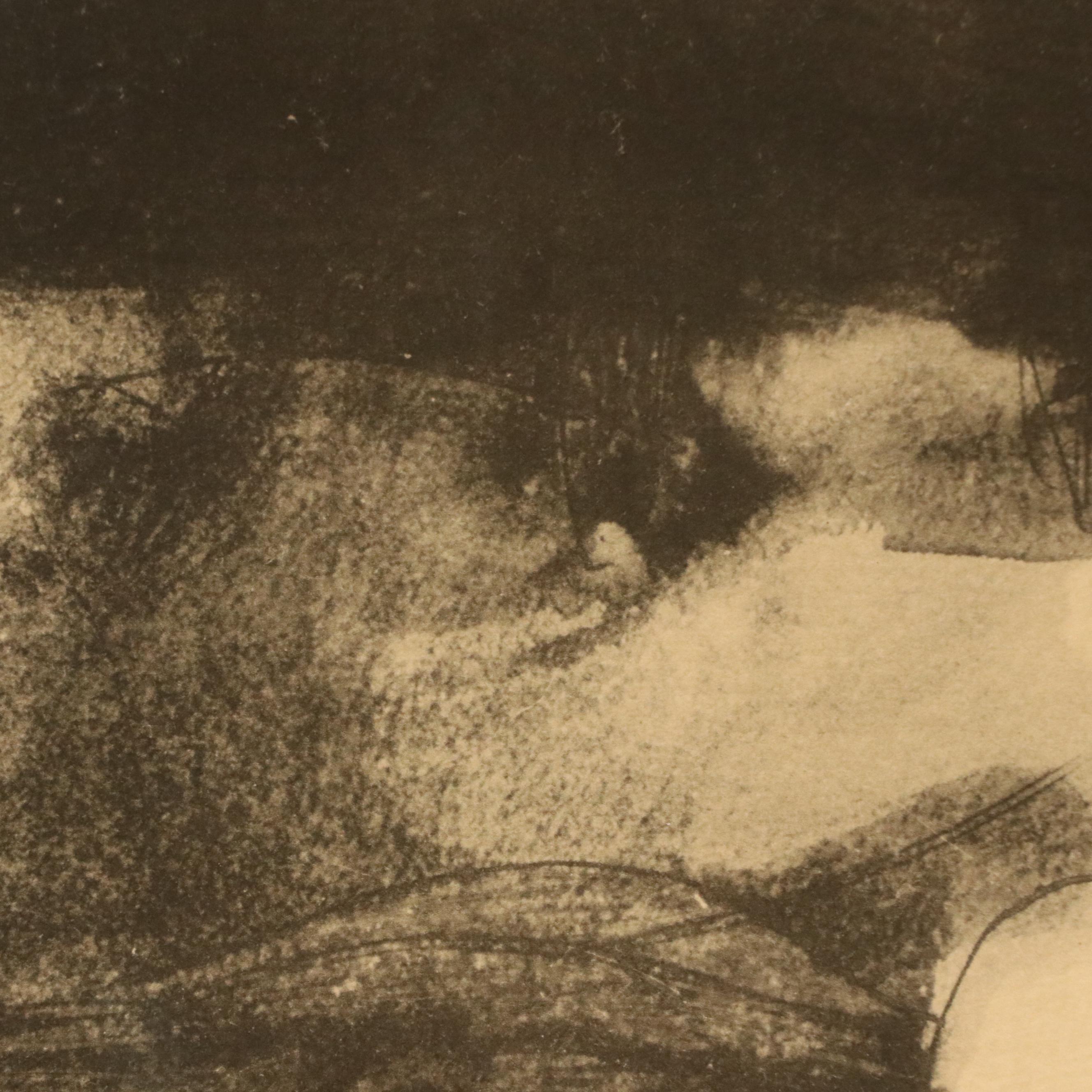 Lithograph After Pablo Picasso "Homme Couche et Femme Assise," Late 20th Century