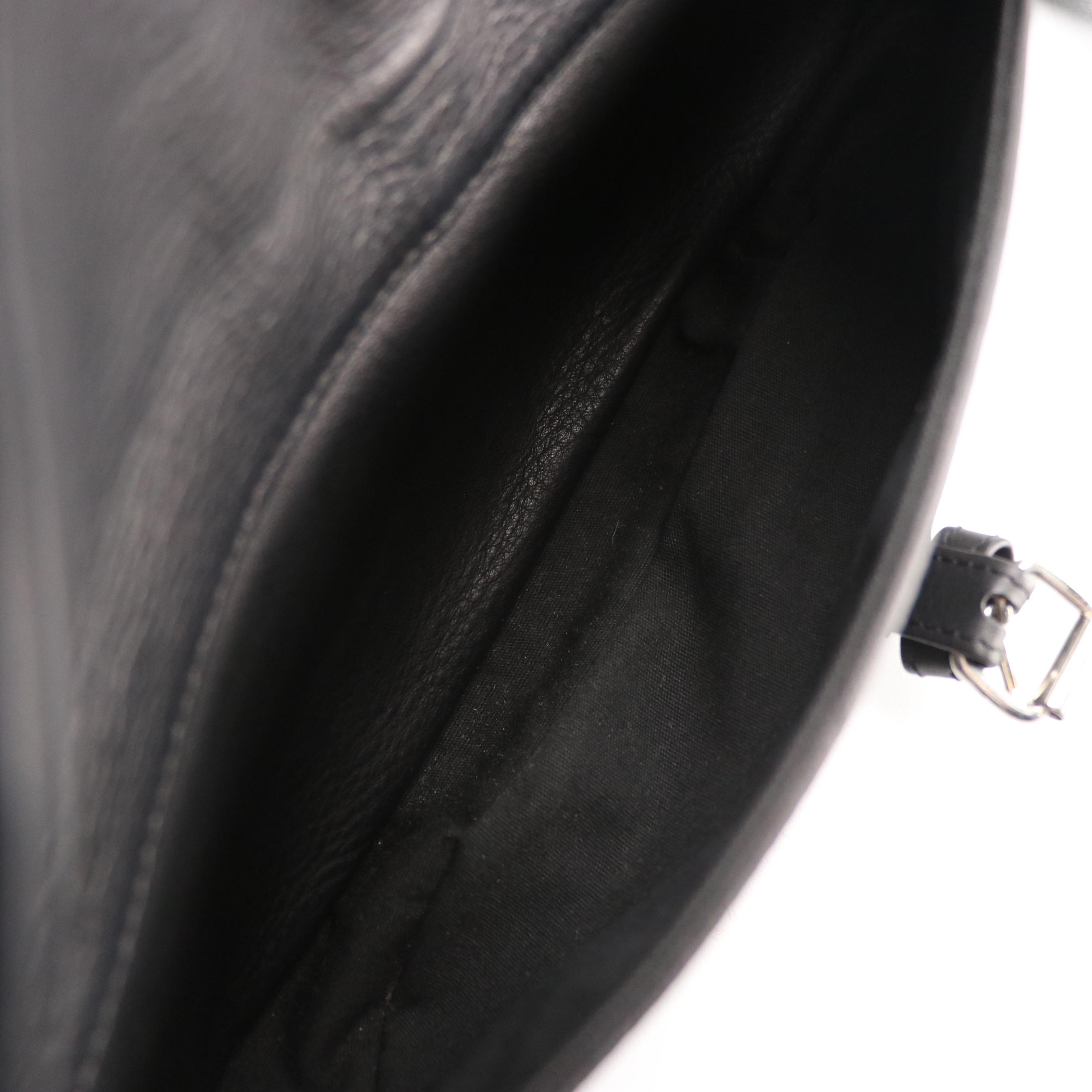 Balmain Ring-Strap Crossbody Satchel in Black Calfskin Leather