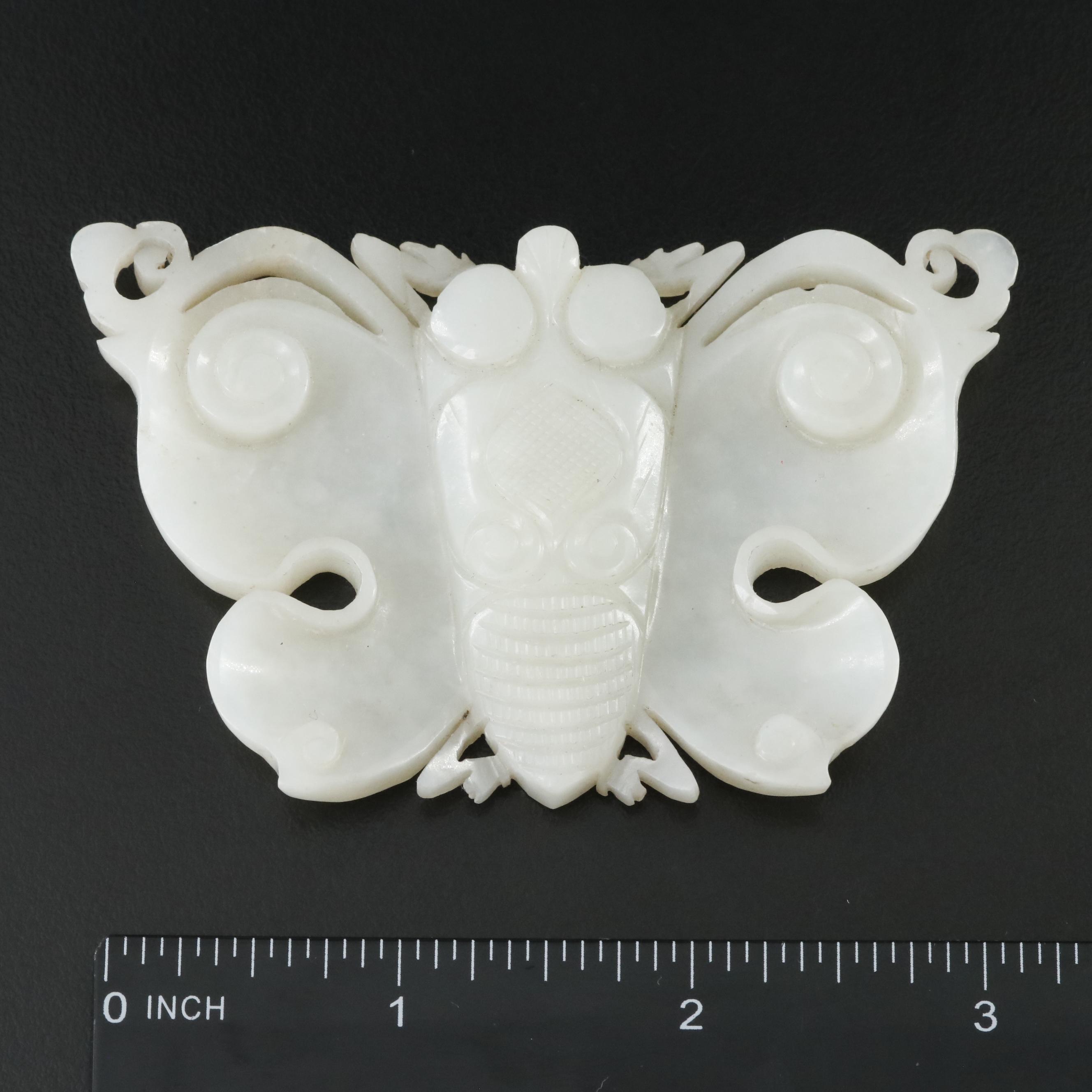 Antique Chinese Carved Jade Butterfly