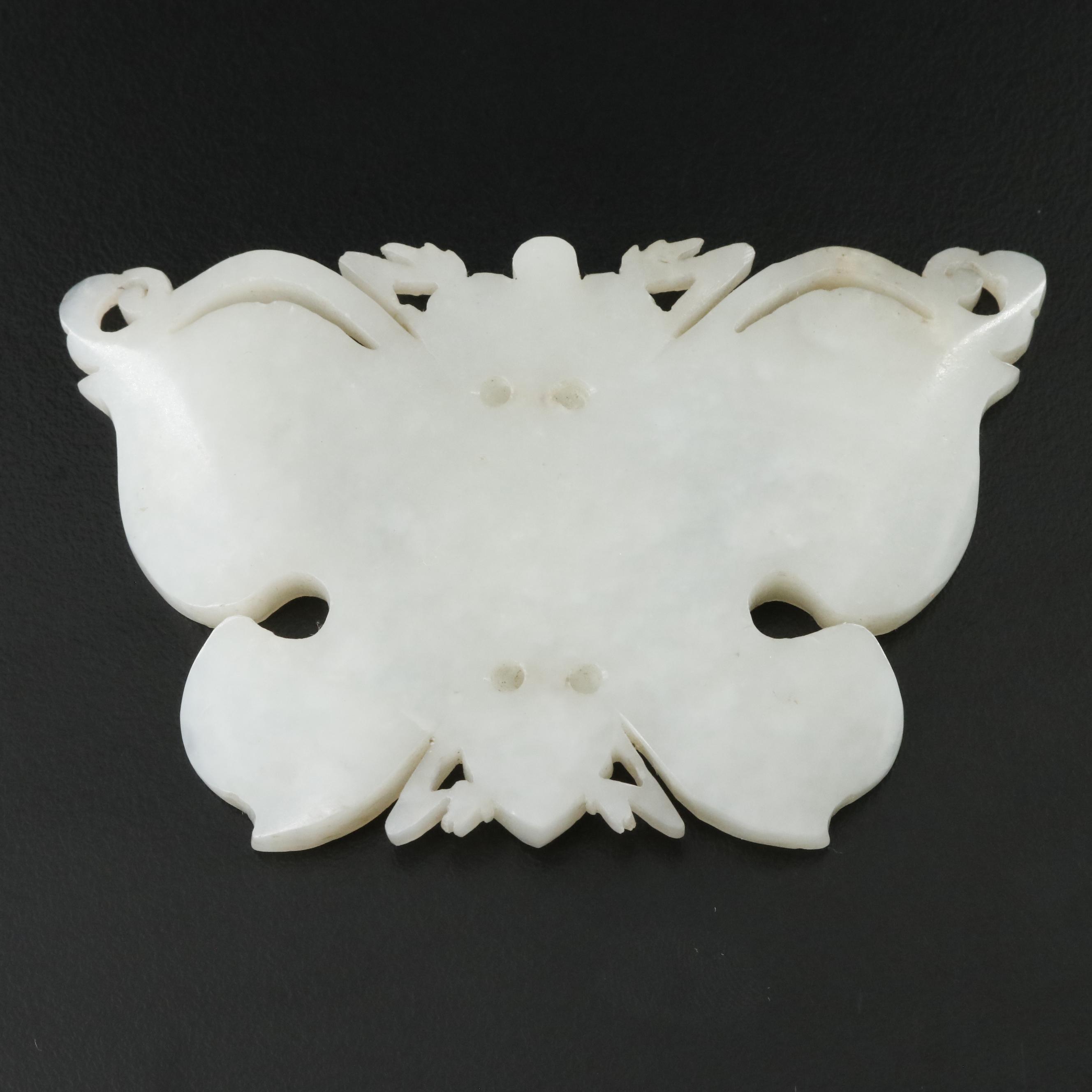 Antique Chinese Carved Jade Butterfly