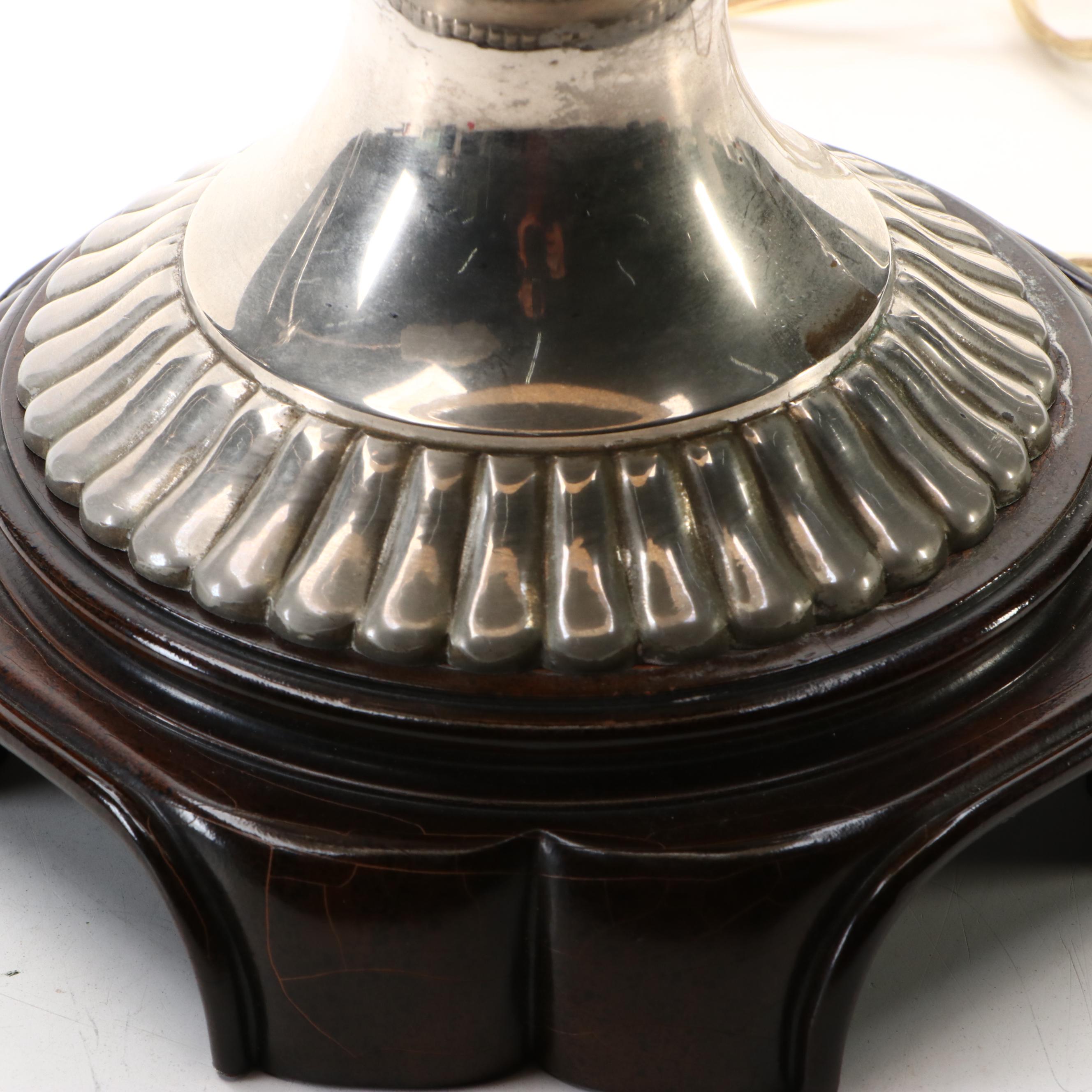 Silver Plate Ibex Handled Tea Urn Form Table Lamp