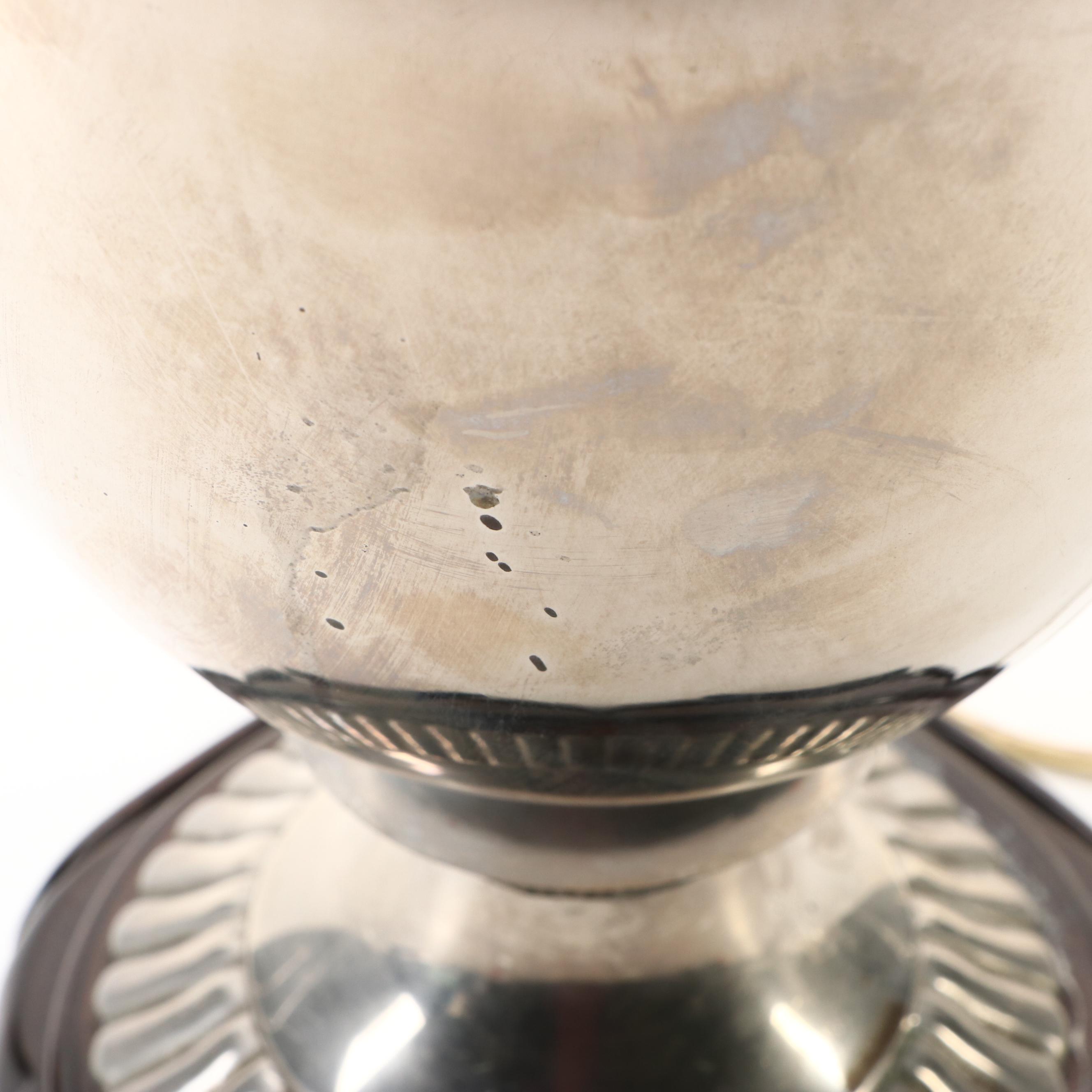 Silver Plate Ibex Handled Tea Urn Form Table Lamp