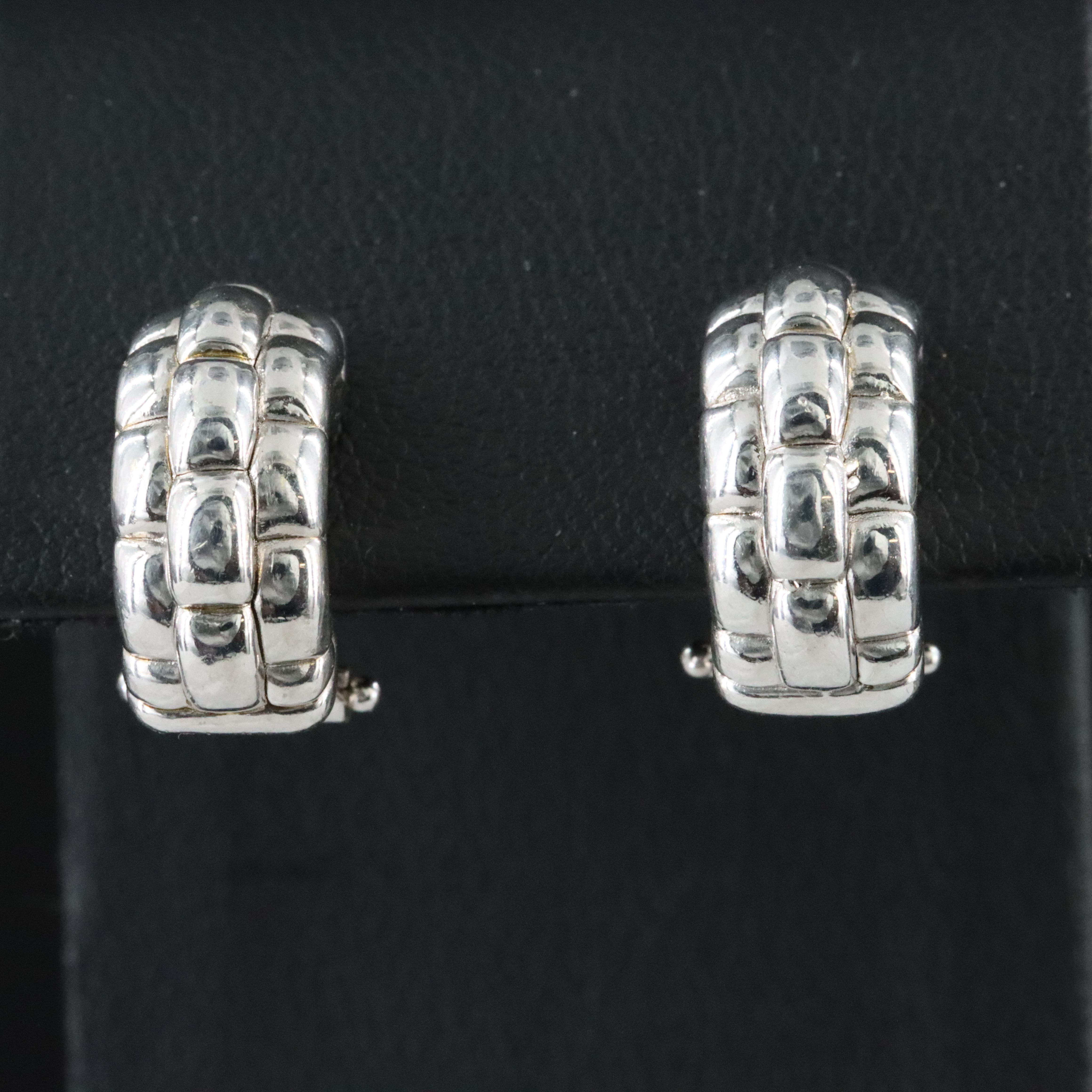 FOPE 18K Triple Row Bead Textured Earrings