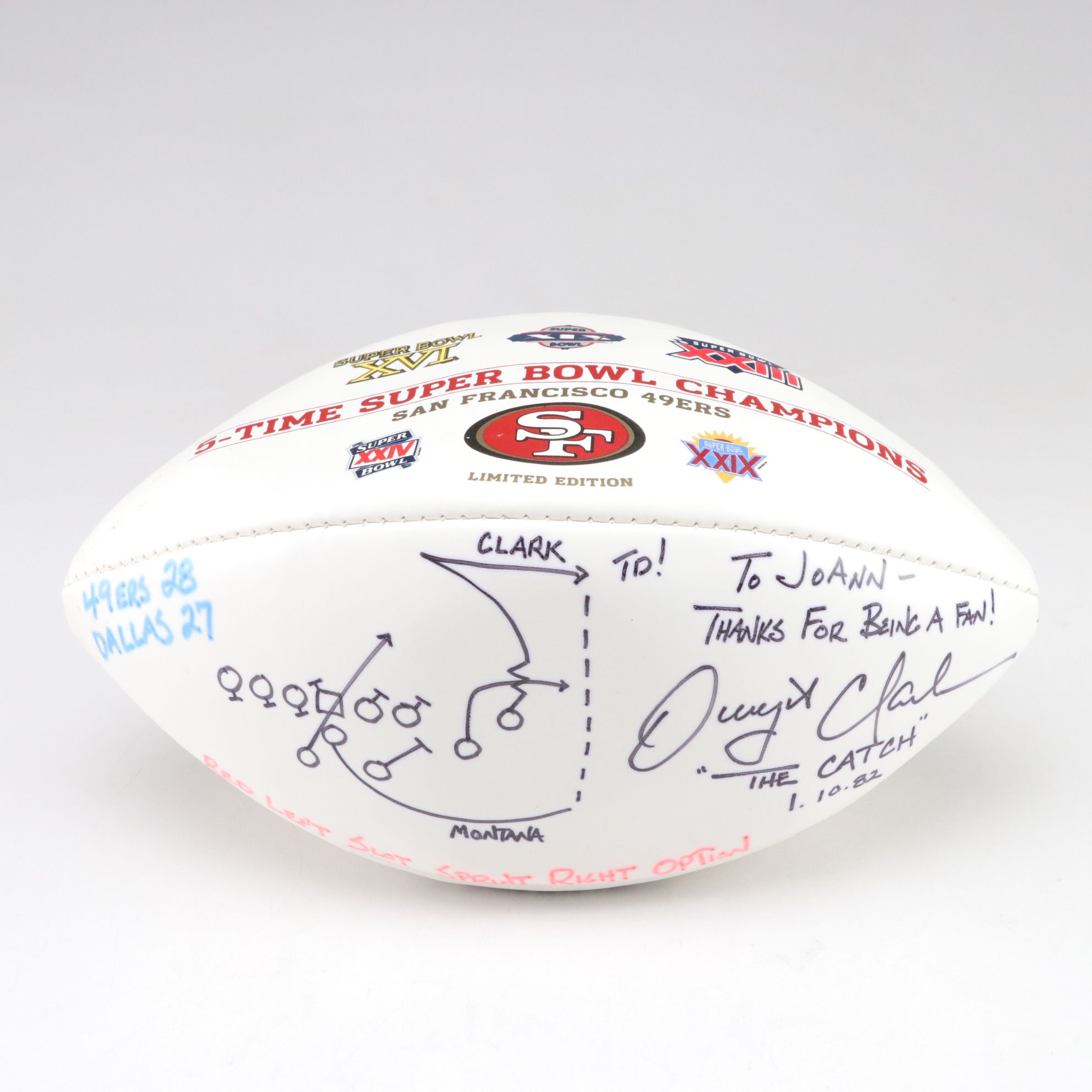 Dwight Clark Signed Superbowl XVI "The Catch" Football