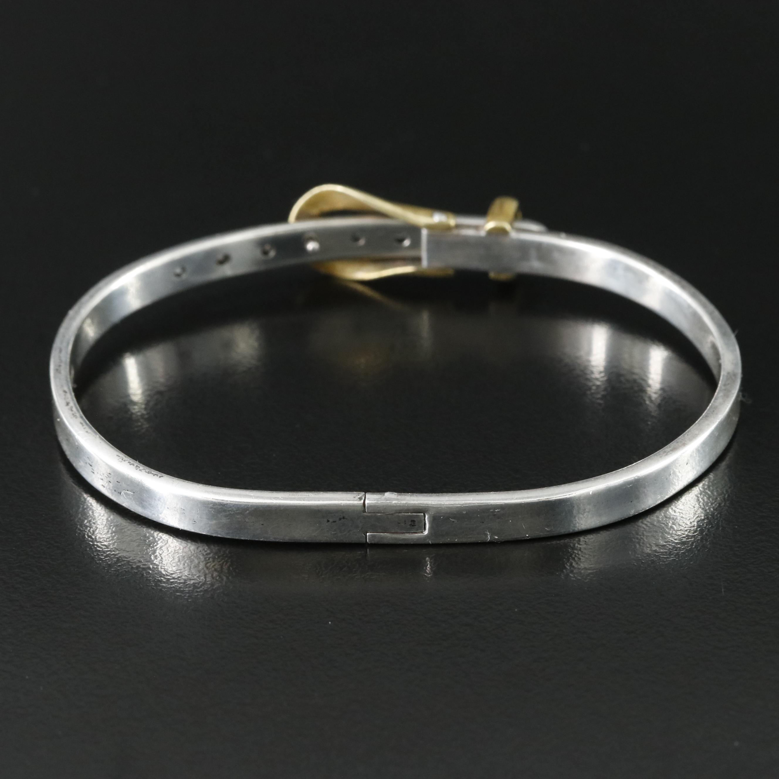 Vintage Mexican Sterling and Brass Buckle Bracelet