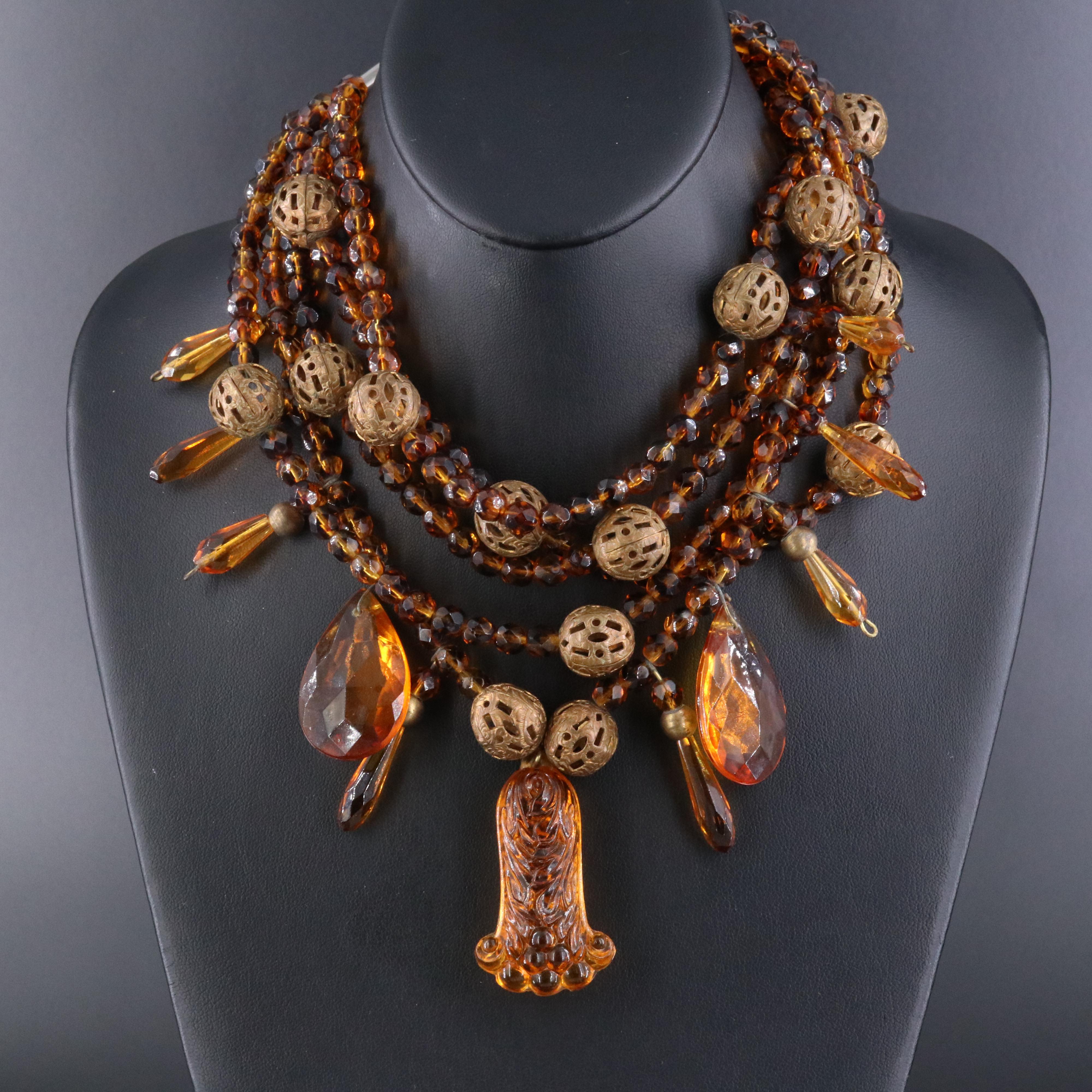 Amber Glass Layered Necklace