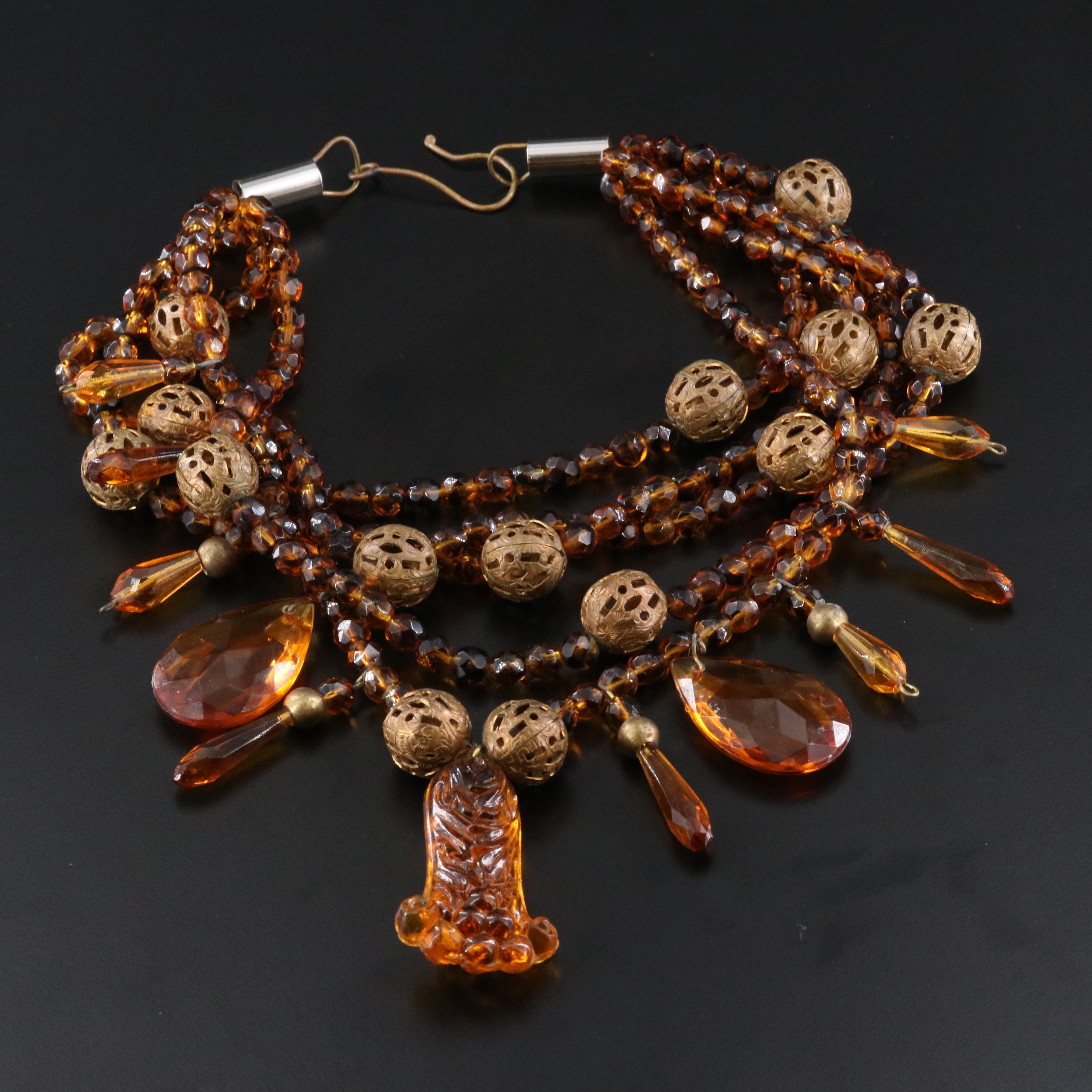 Amber Glass Layered Necklace