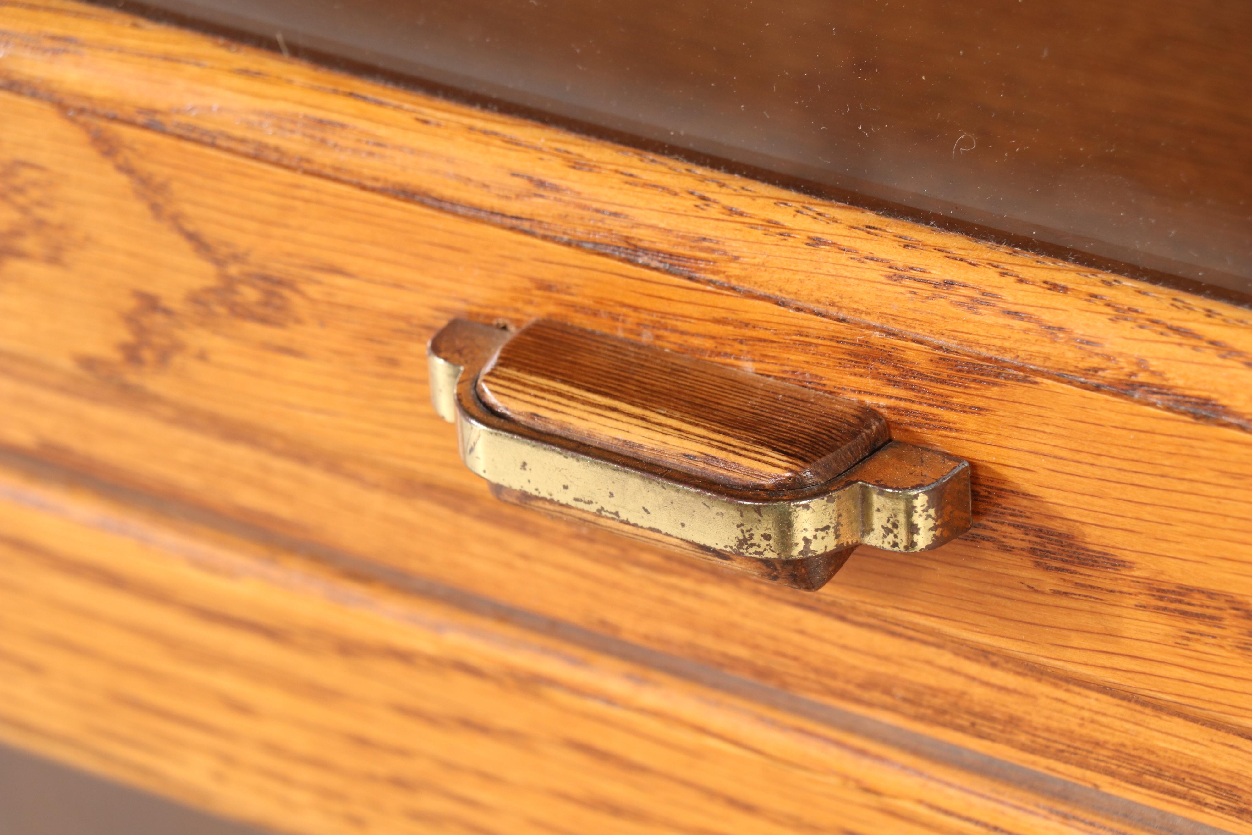 Three-Tiered Oak Veneered Barrister's Bookcase