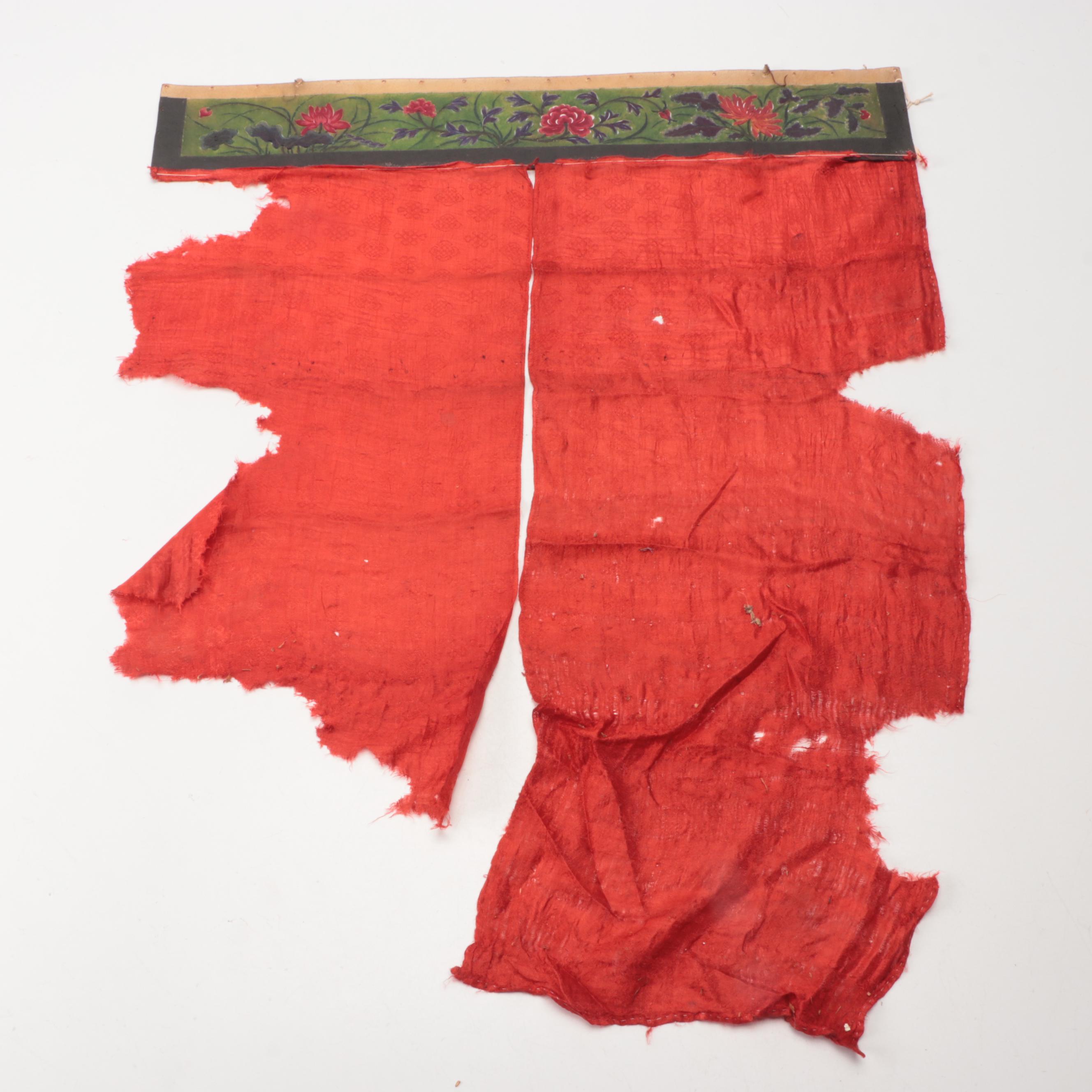 Chinese Mosquito Net Silk and Vellum Shadow Puppet Prop, Circa 1870