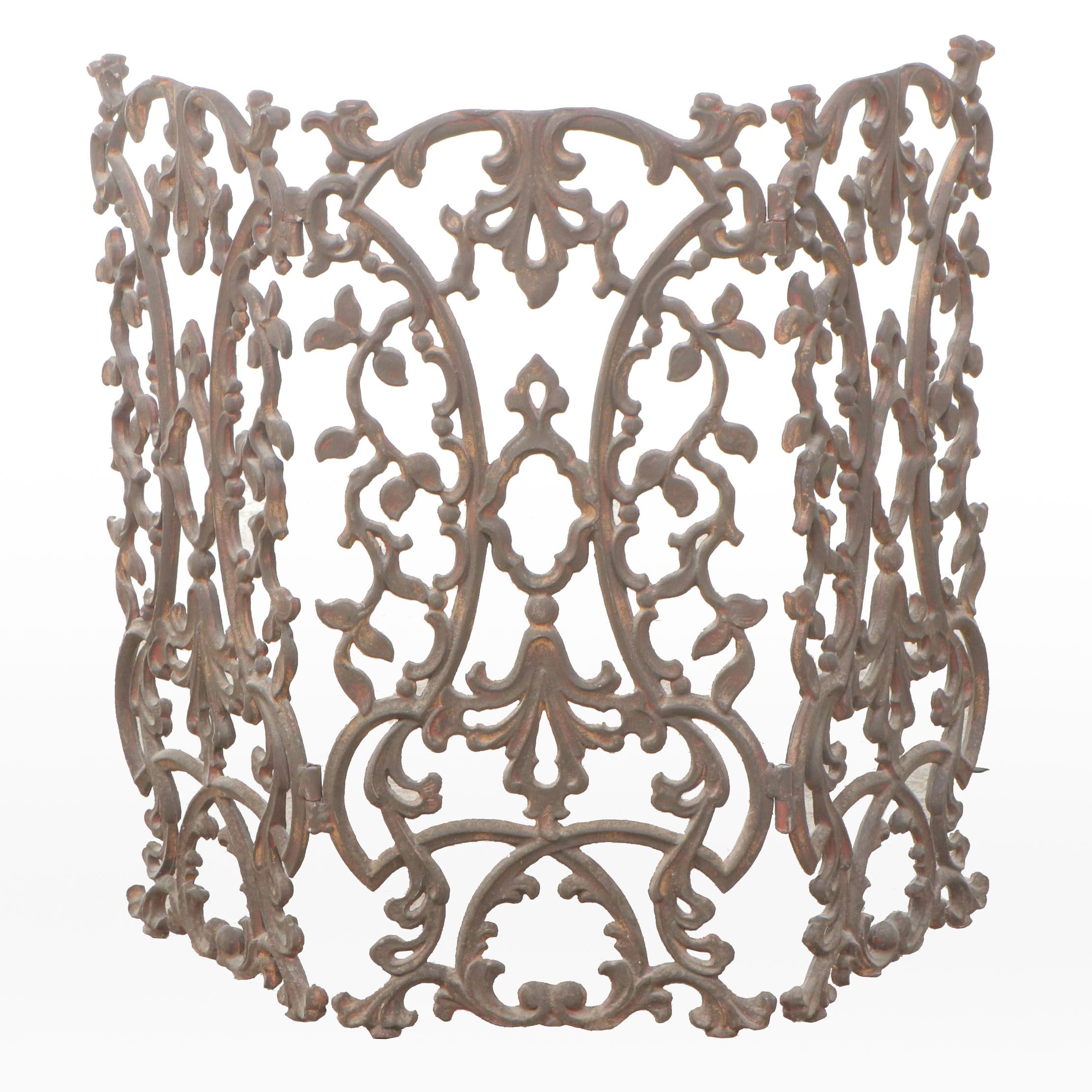 Art Nouveau Style Scrolled Bent Cast Metal Fireplace Screens