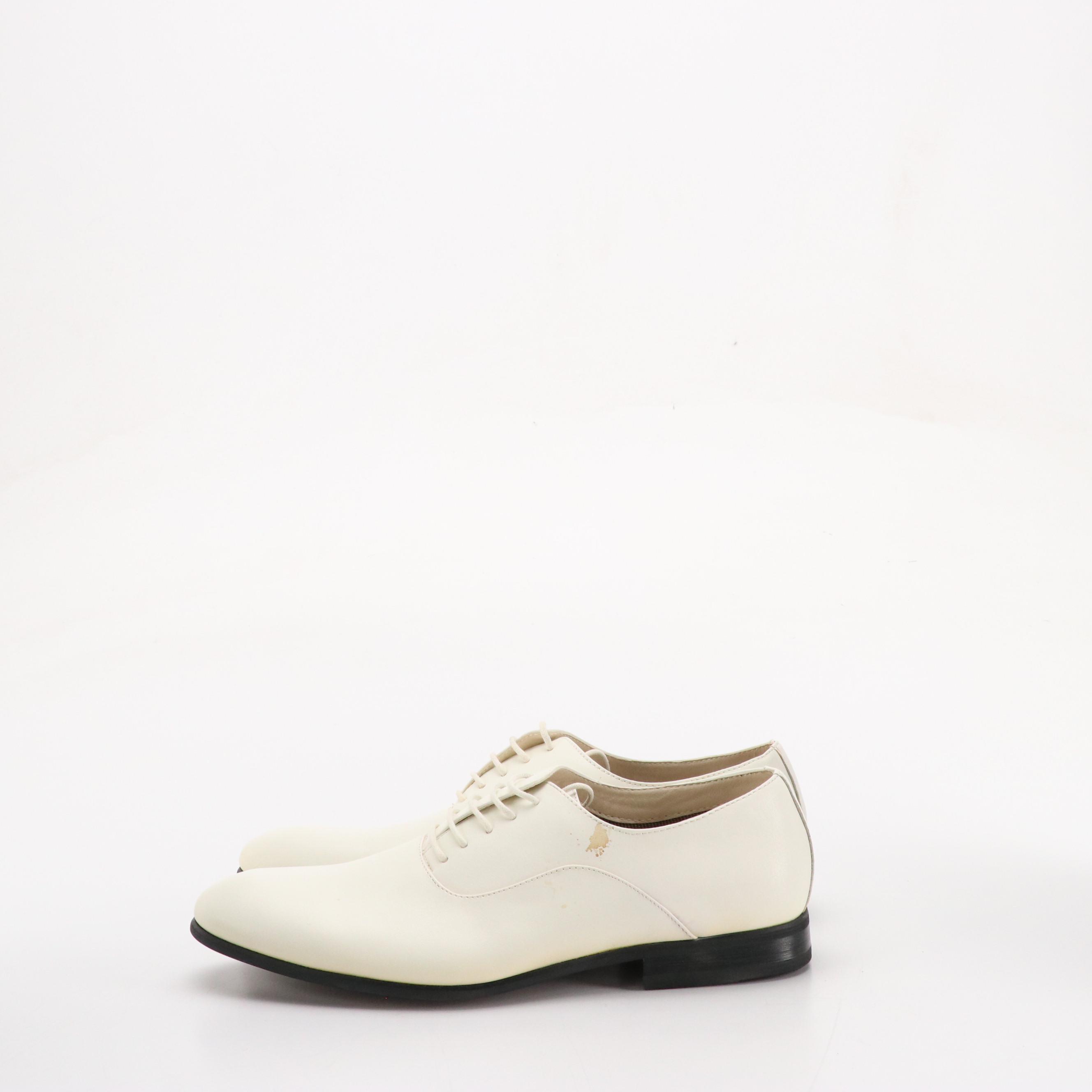 Men's Ferro Aldo White Leather Round Toe Lace-Up Oxford Dress Shoes with Box