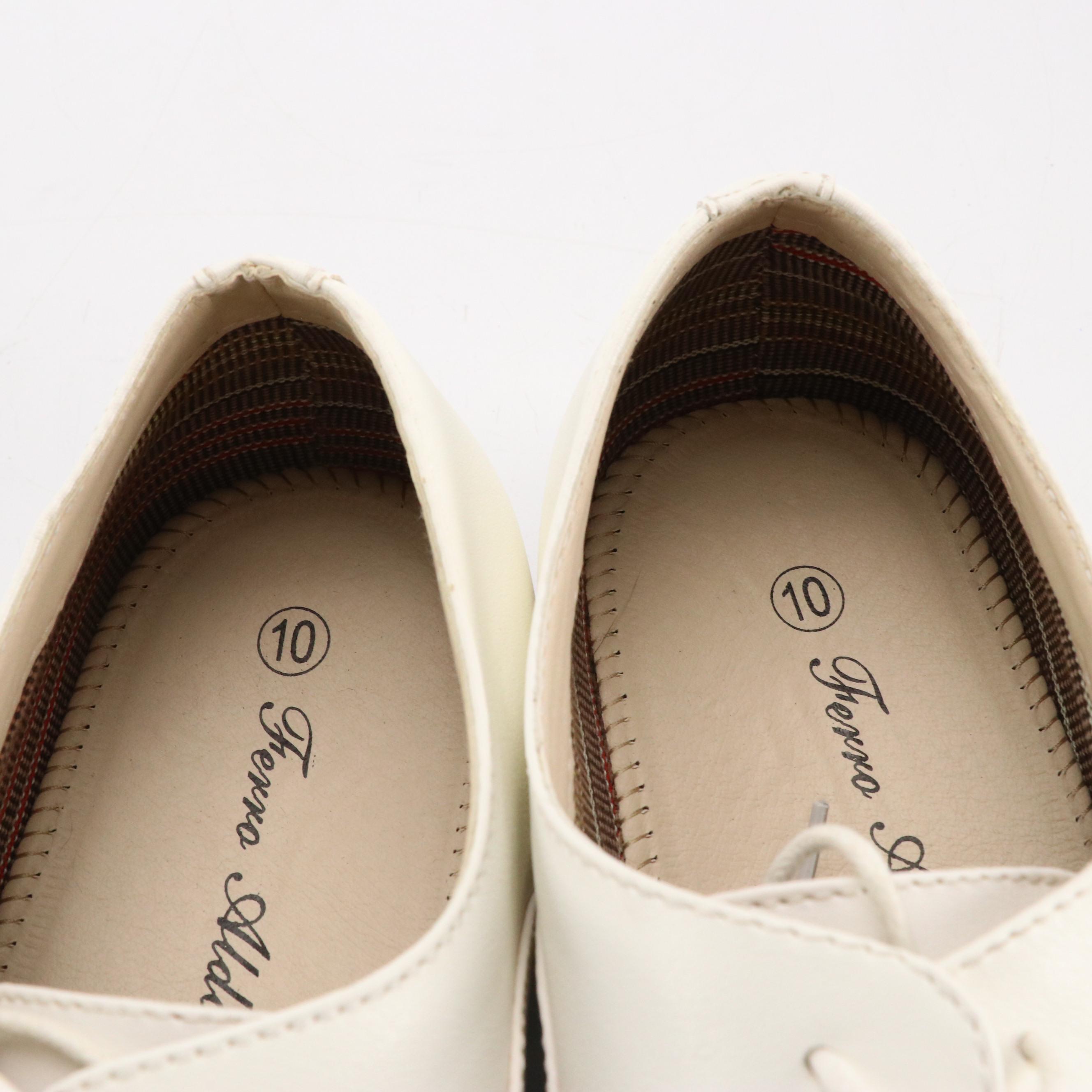 Men's Ferro Aldo White Leather Round Toe Lace-Up Oxford Dress Shoes with Box