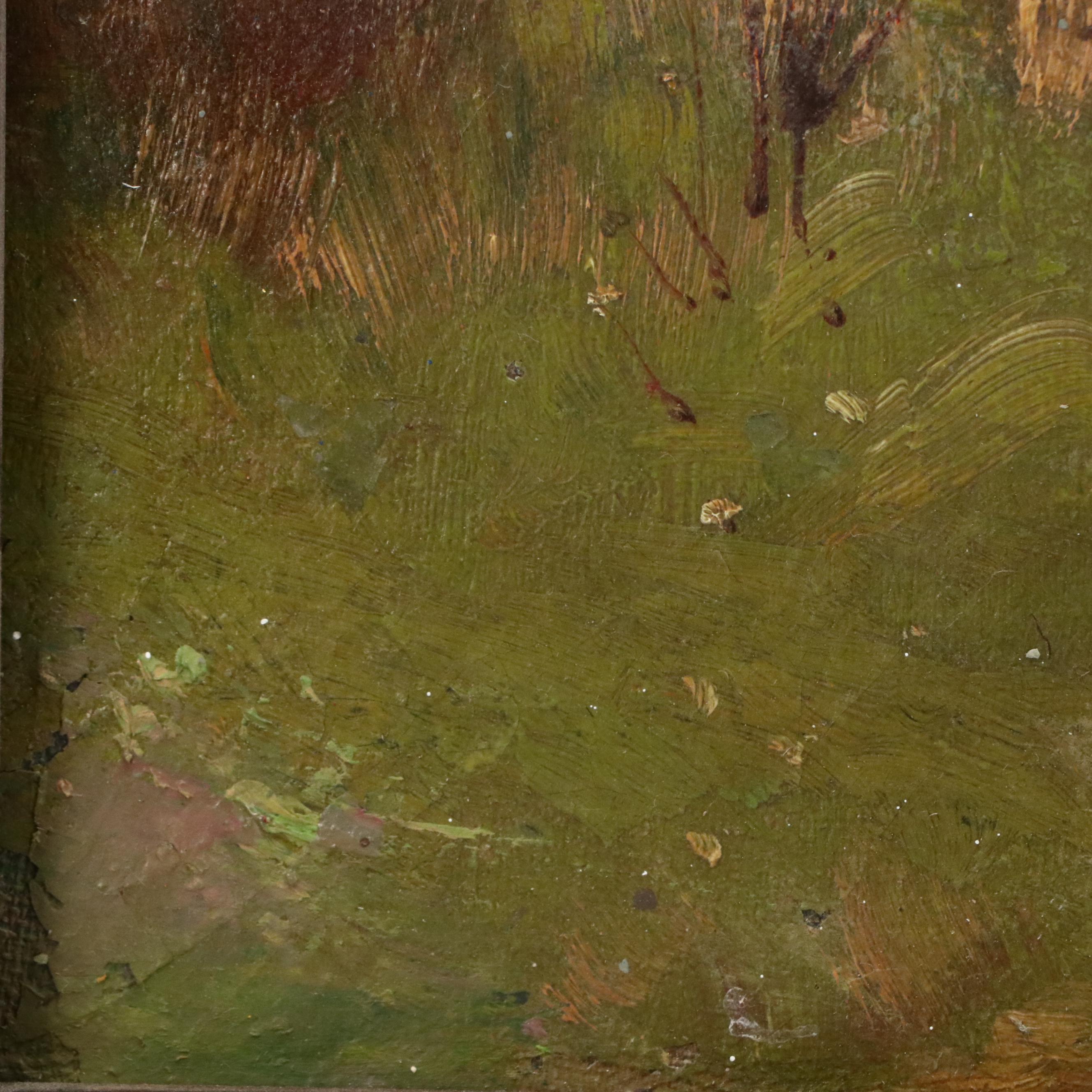 Impressionistic Landscape Oil Painting of Church, Circa 1940