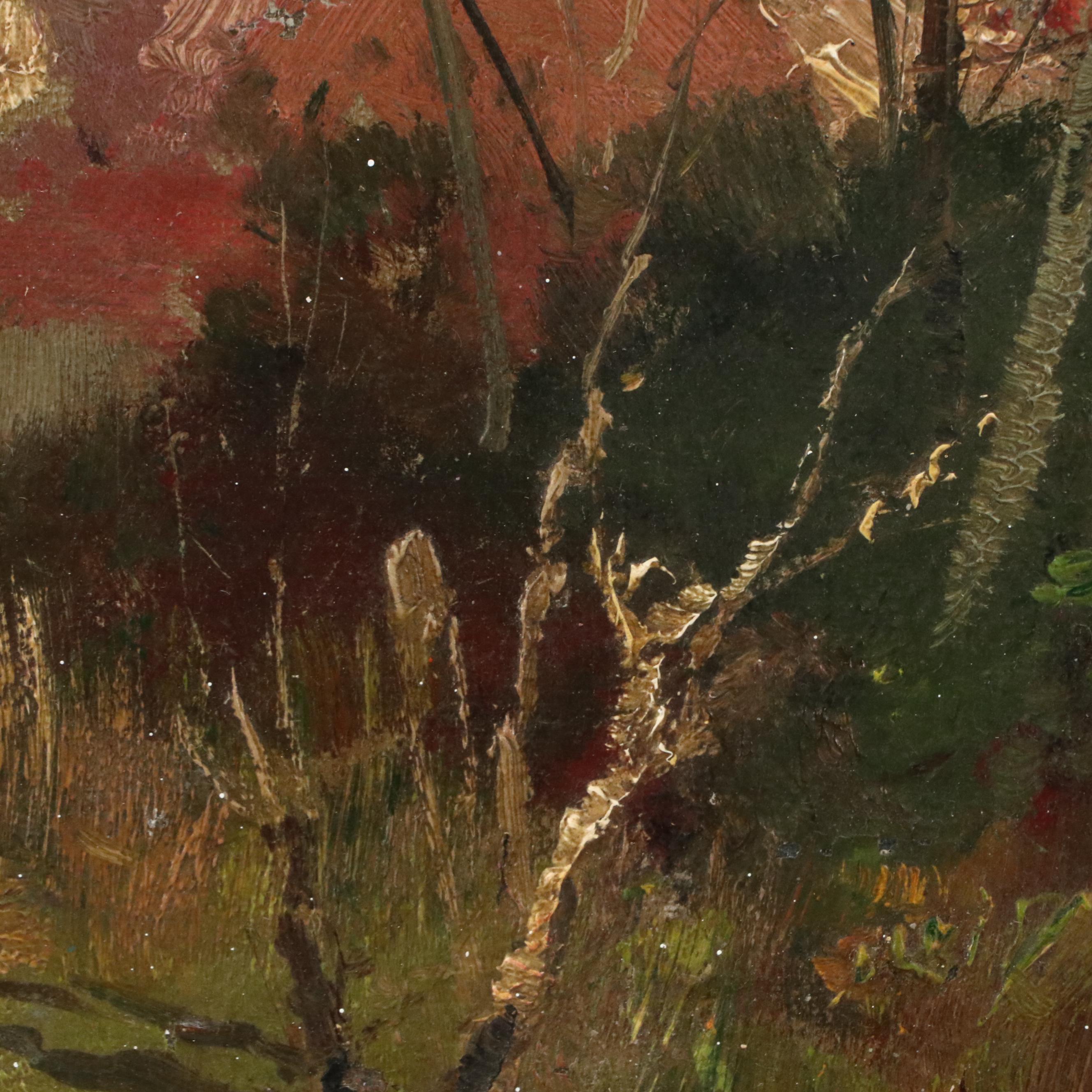 Impressionistic Landscape Oil Painting of Church, Circa 1940