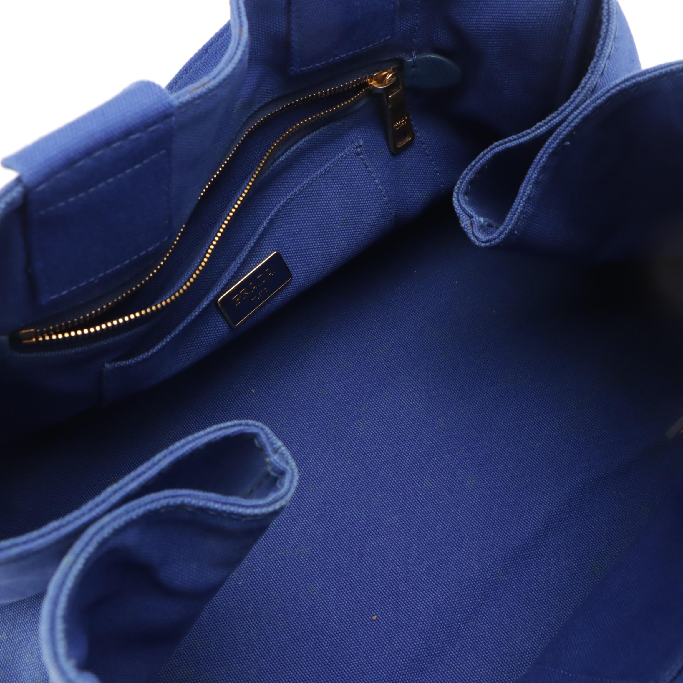 Prada Large Canapa Logo Tote in Cobalt Blue Canvas