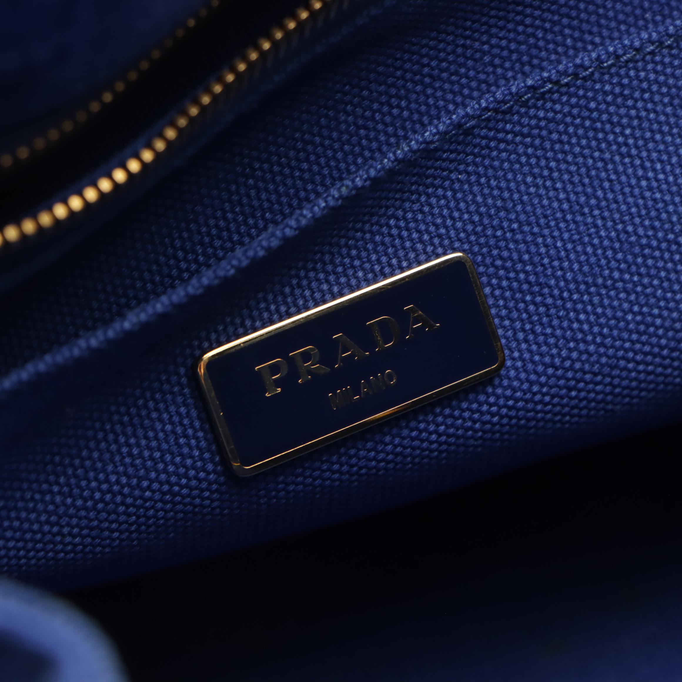 Prada Large Canapa Logo Tote in Cobalt Blue Canvas