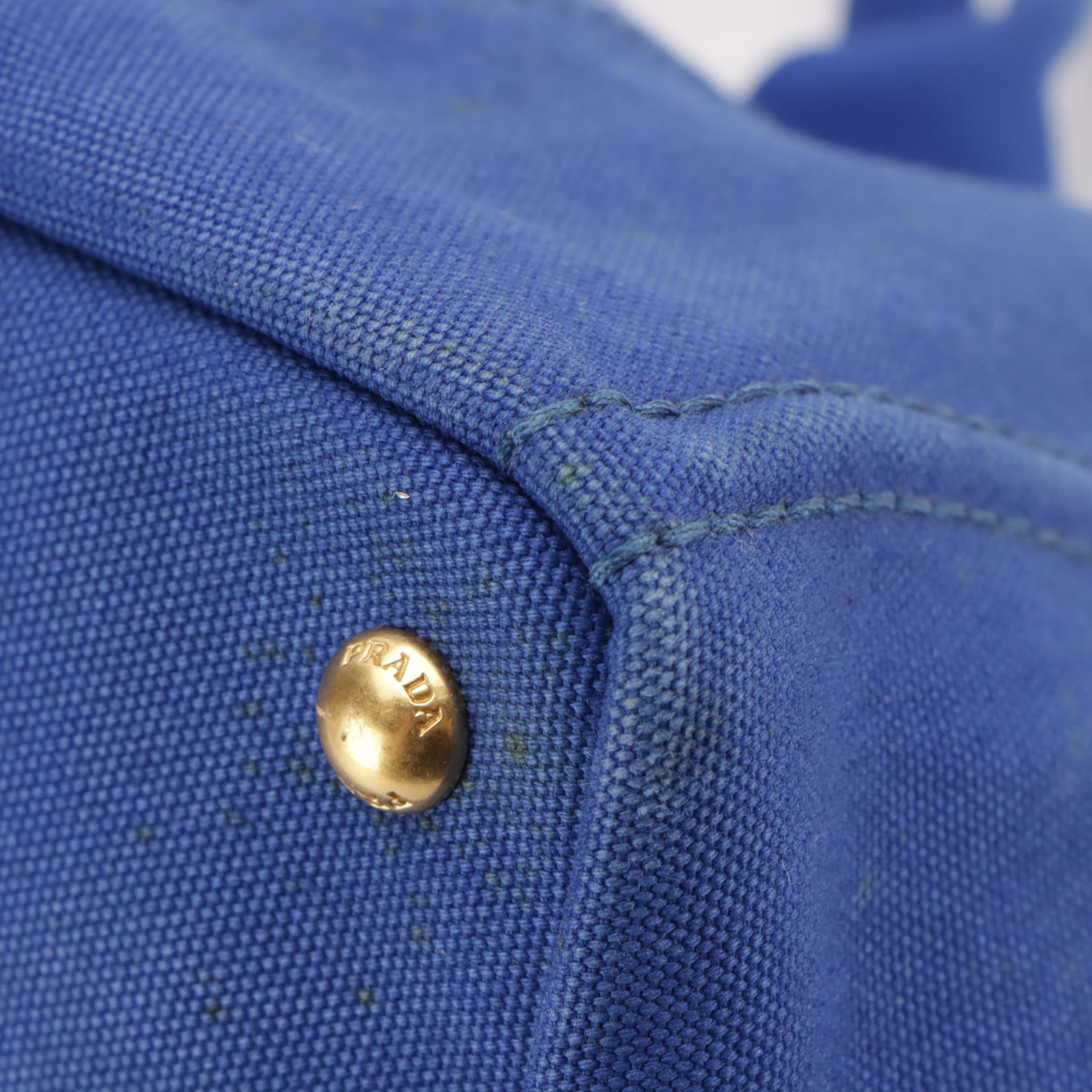 Prada Large Canapa Logo Tote in Cobalt Blue Canvas