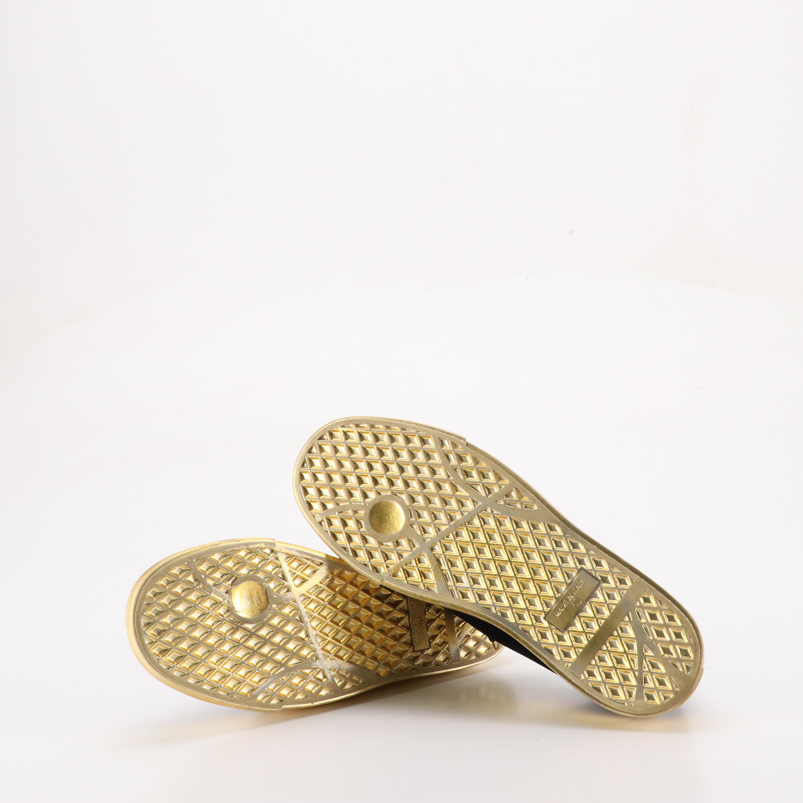 Giuseppe Zanotti Embellished Velvet Slip On Sneakers with Metallic Soles