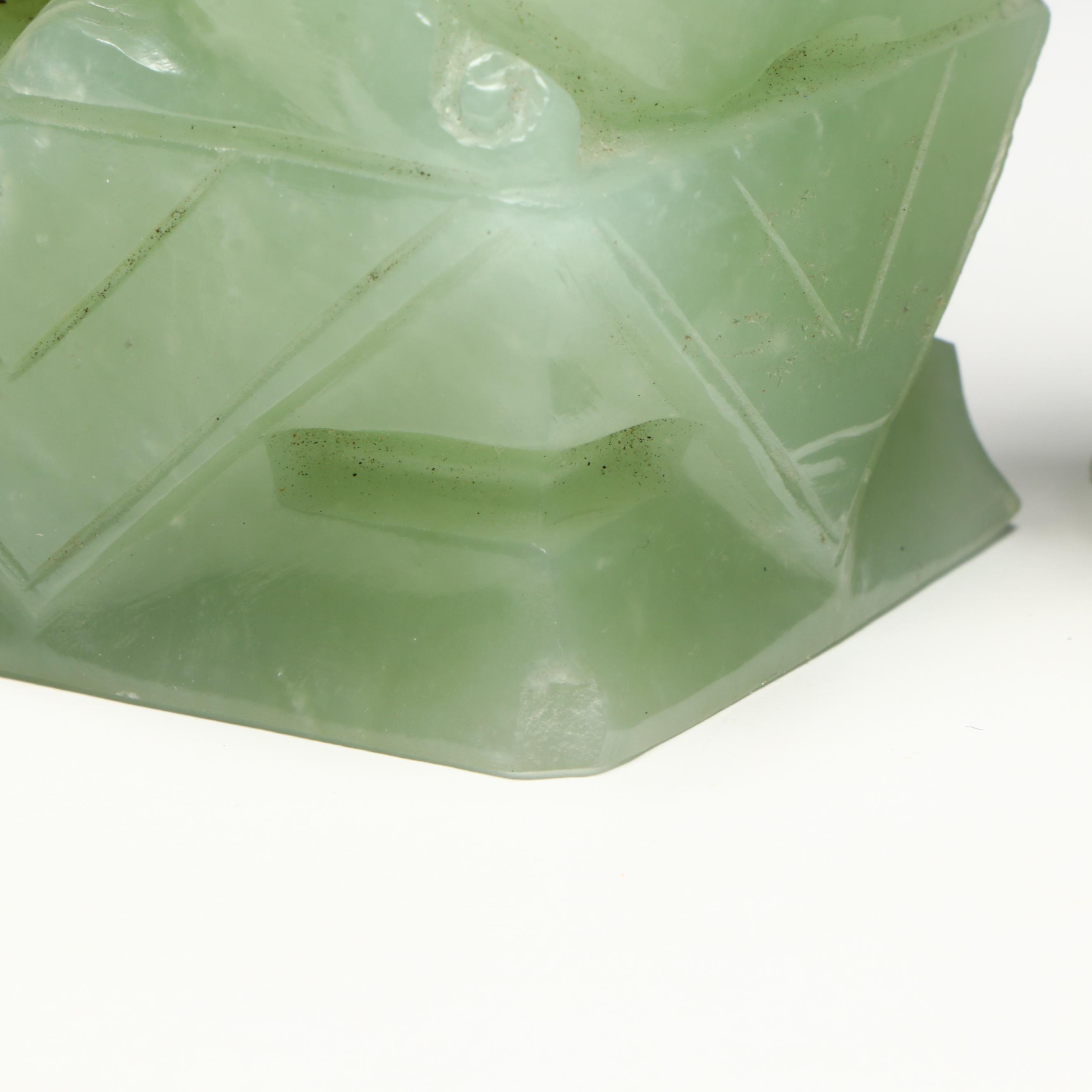 Chinese Carved Serpentine Guardian Lions