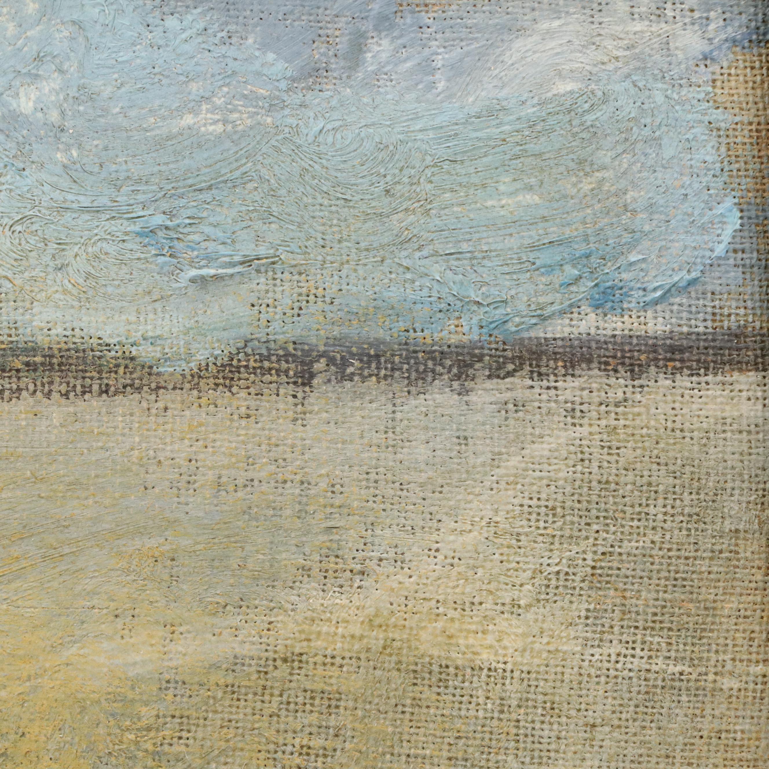 Impressionistic Oil Painting of Harbor Scene, Mid-20th Century