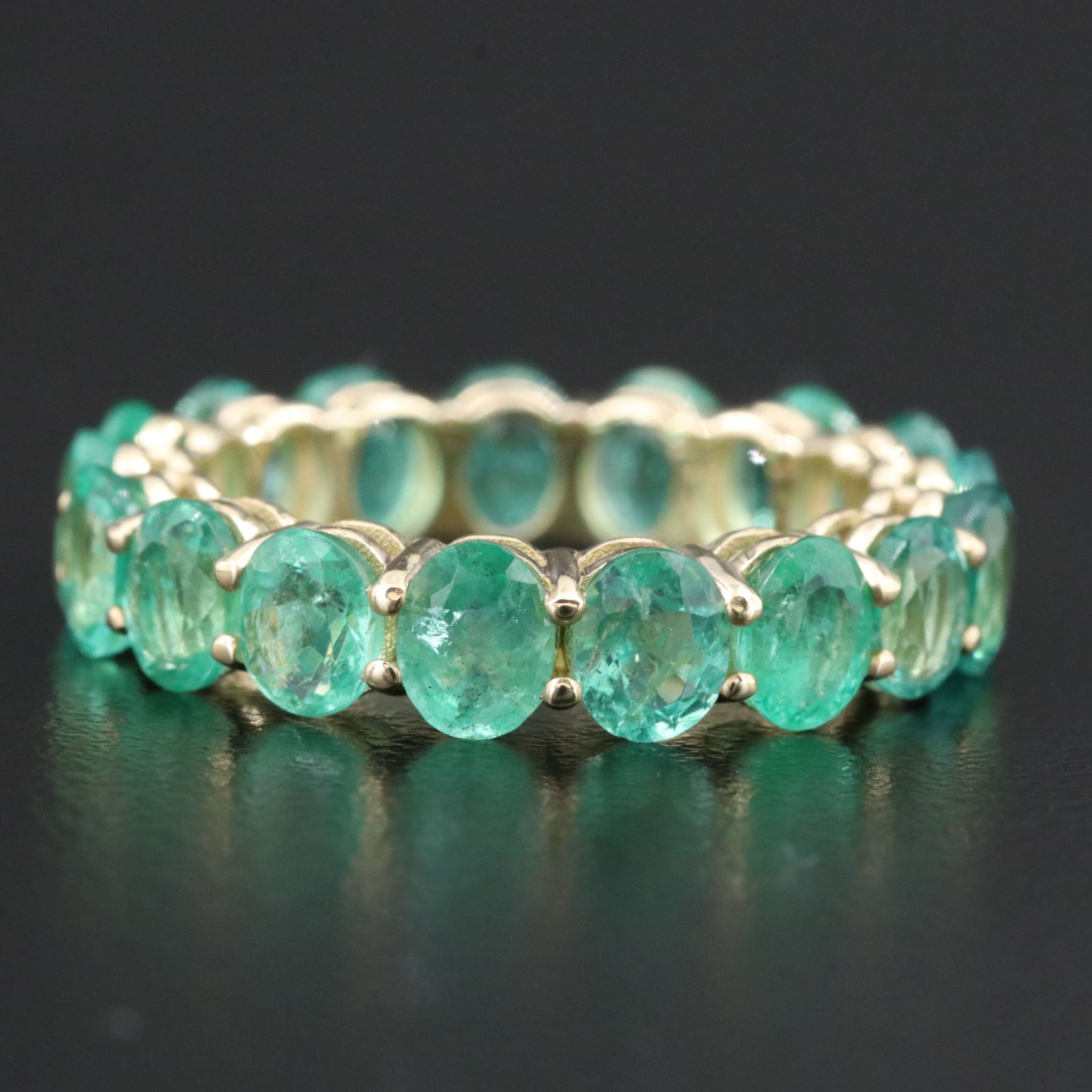 14K Emerald Eternity Band with IGI Jewelry Report