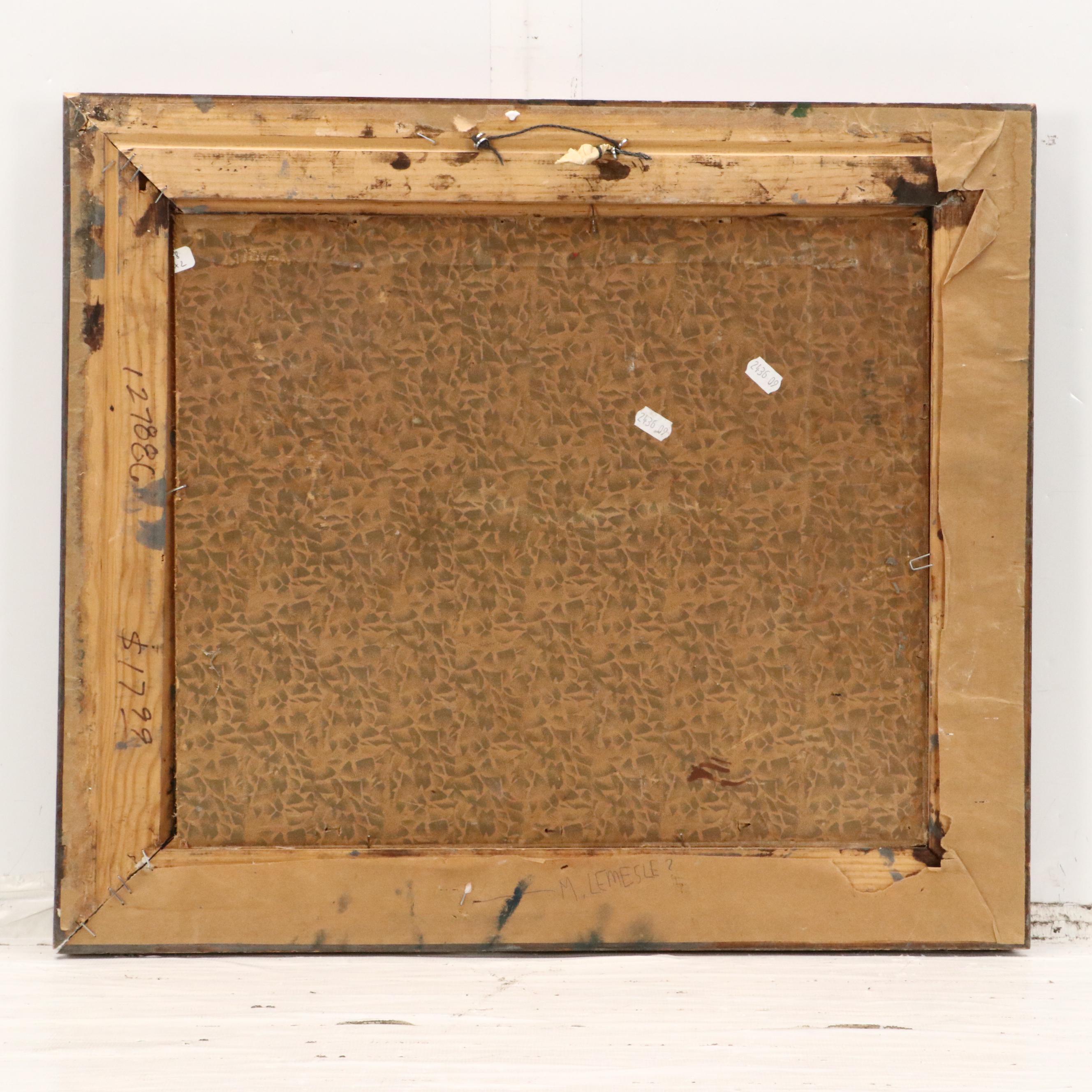 Impressionistic Oil Painting of Harbor Scene, Mid-20th Century