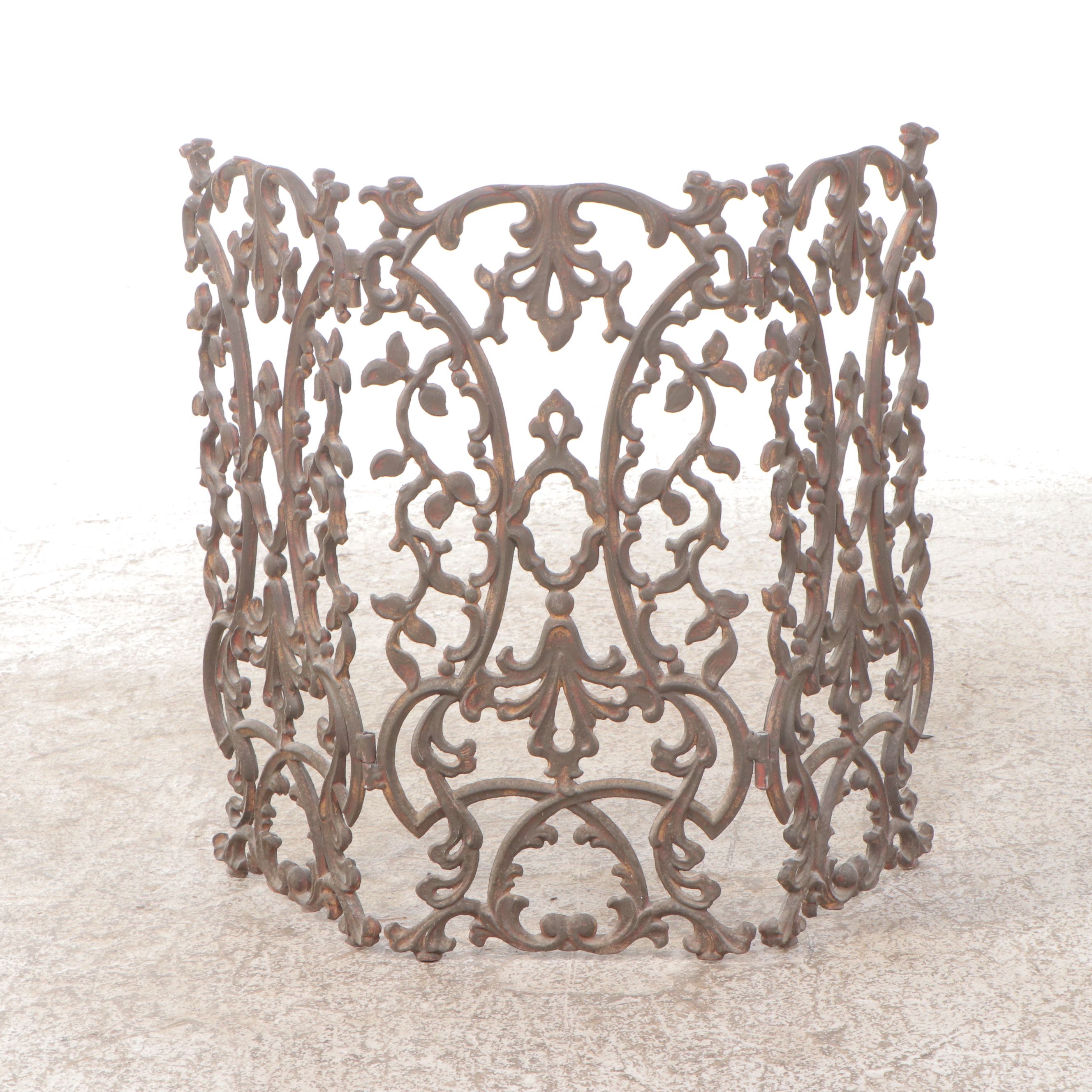 Art Nouveau Style Scrolled Bent Cast Metal Fireplace Screens