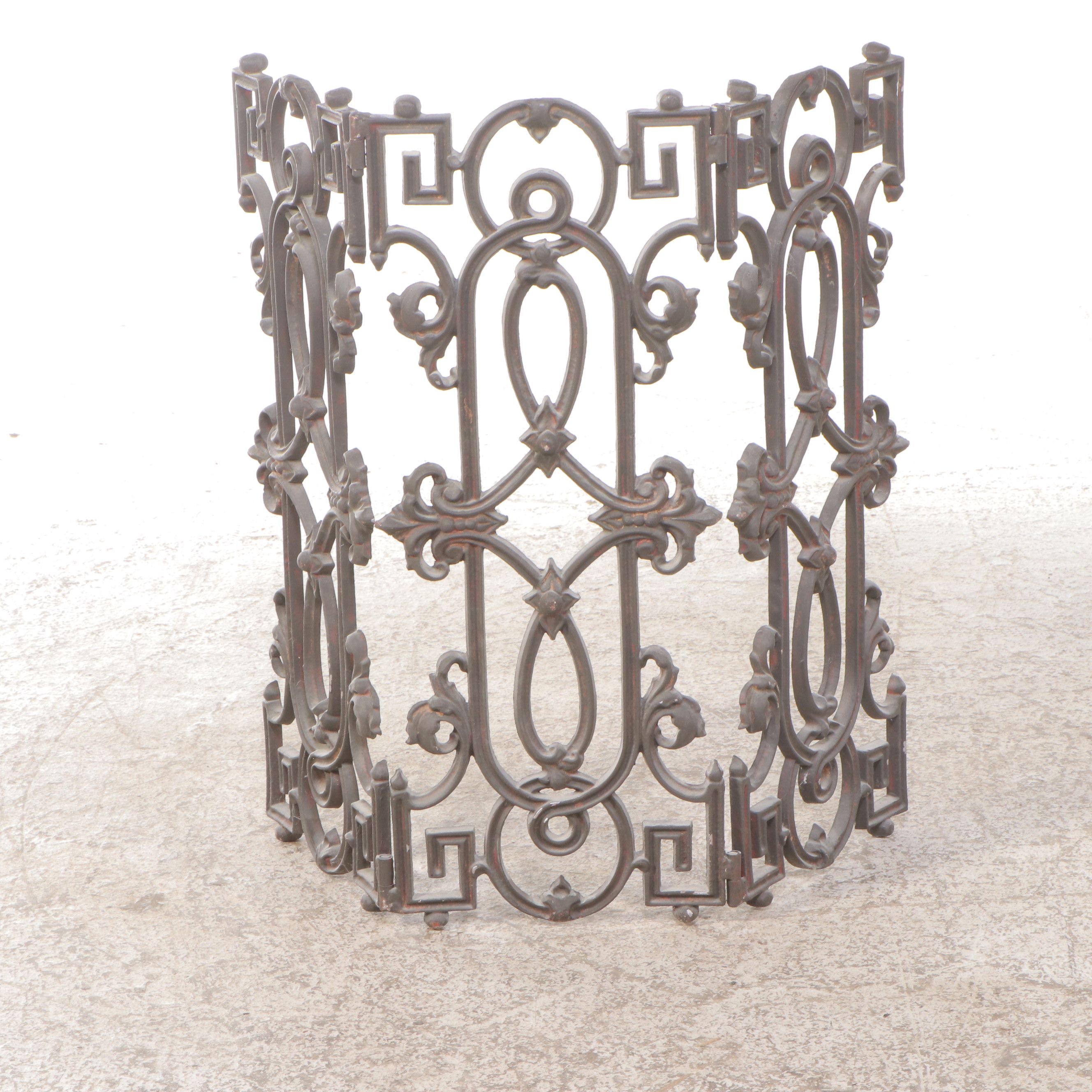 Art Nouveau Style Scrolled Bent Cast Metal Fireplace Screens