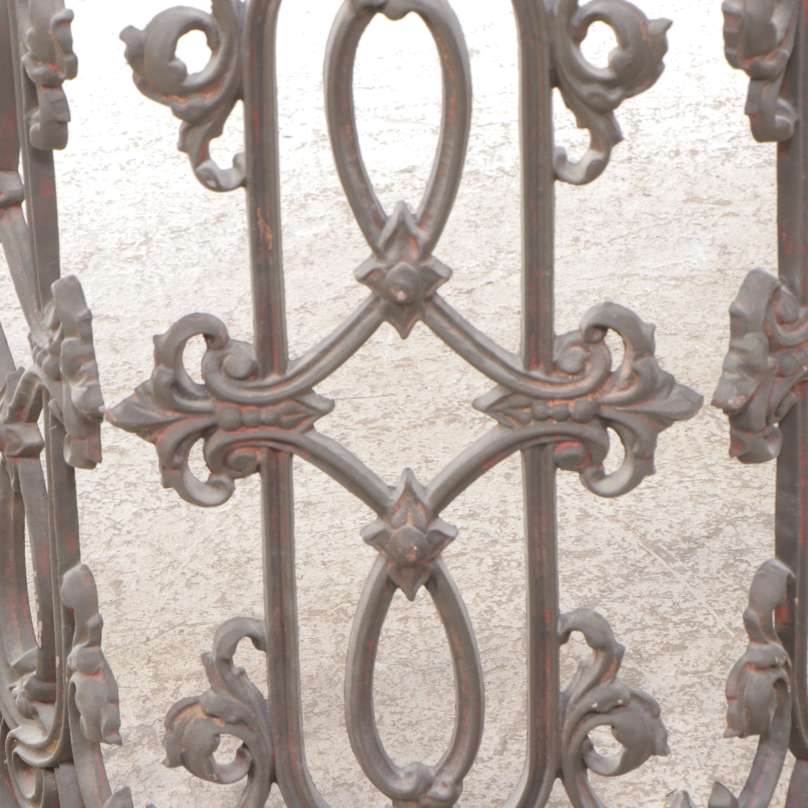 Art Nouveau Style Scrolled Bent Cast Metal Fireplace Screens