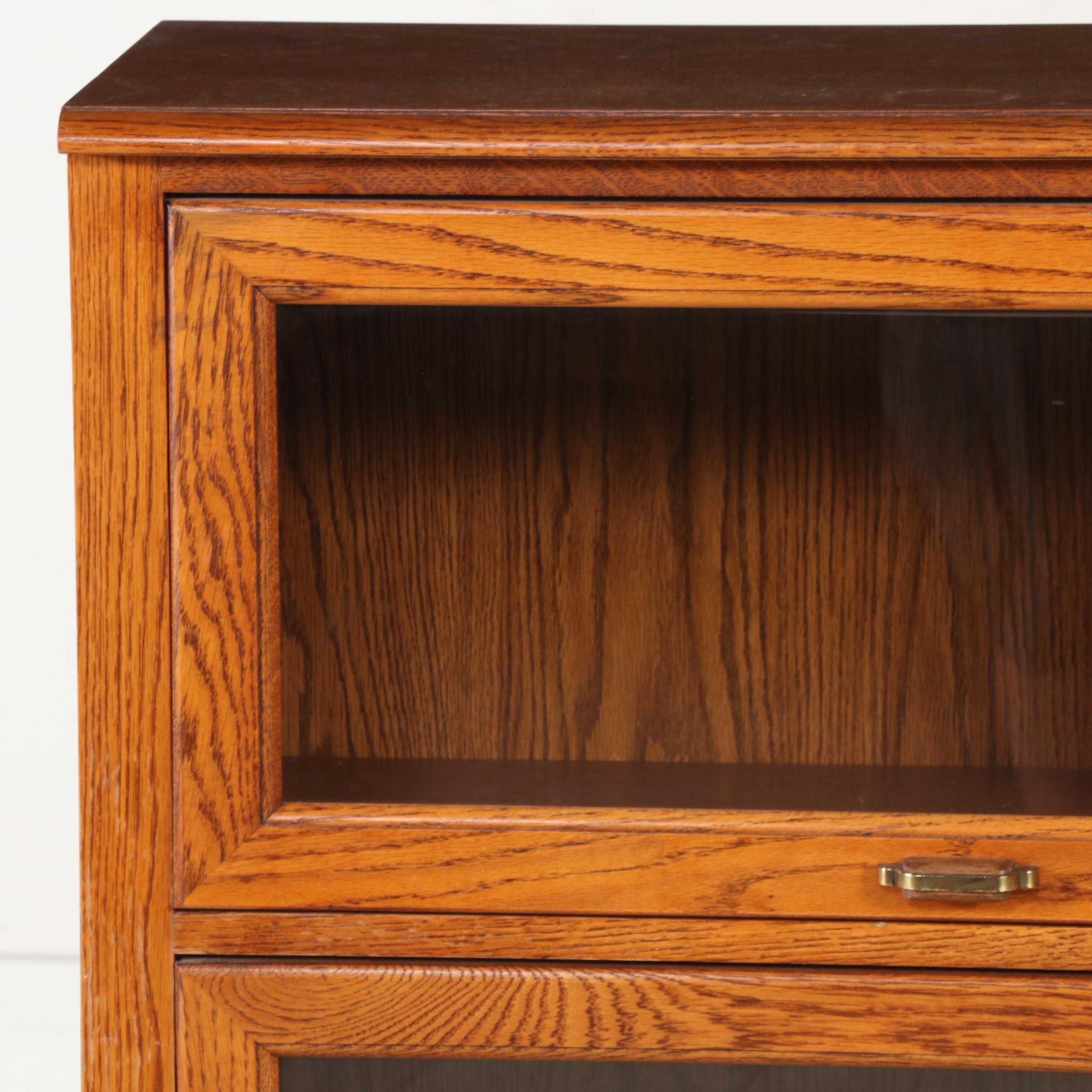 Traditional Style Oak Veneered Three-Tiered Barrister's Bookcase