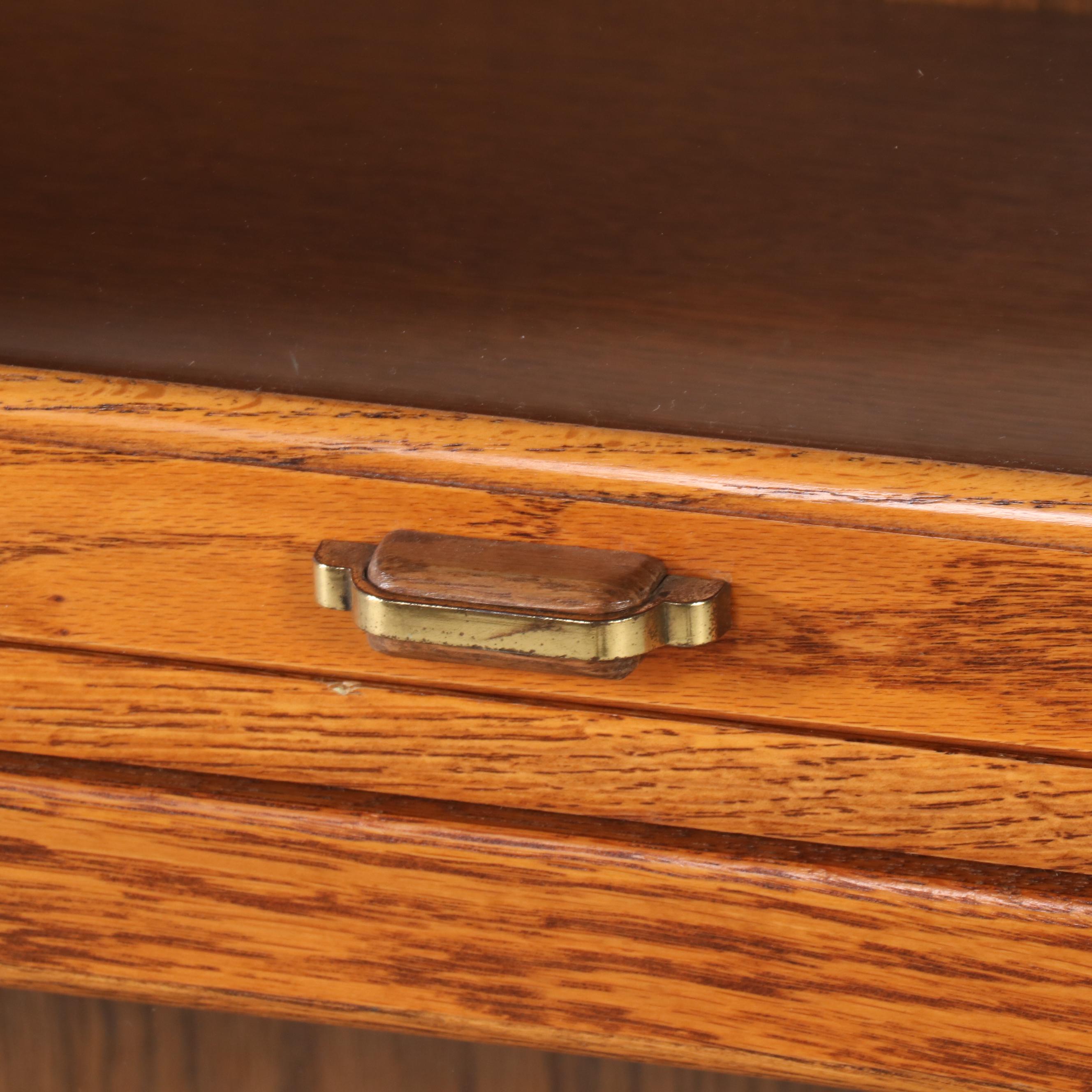 Traditional Style Oak Veneered Three-Tiered Barrister's Bookcase