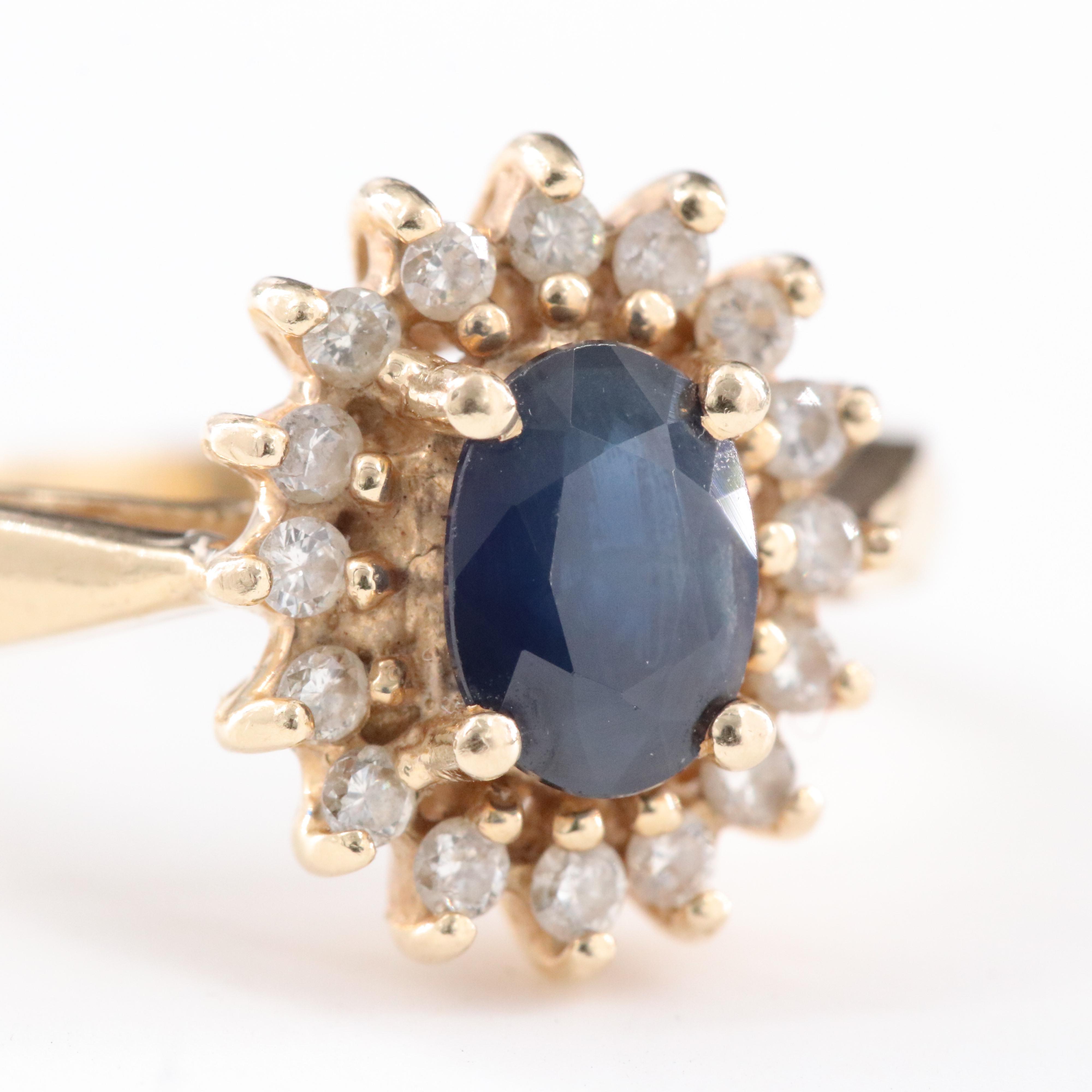 14K Sapphire and Diamond Ring