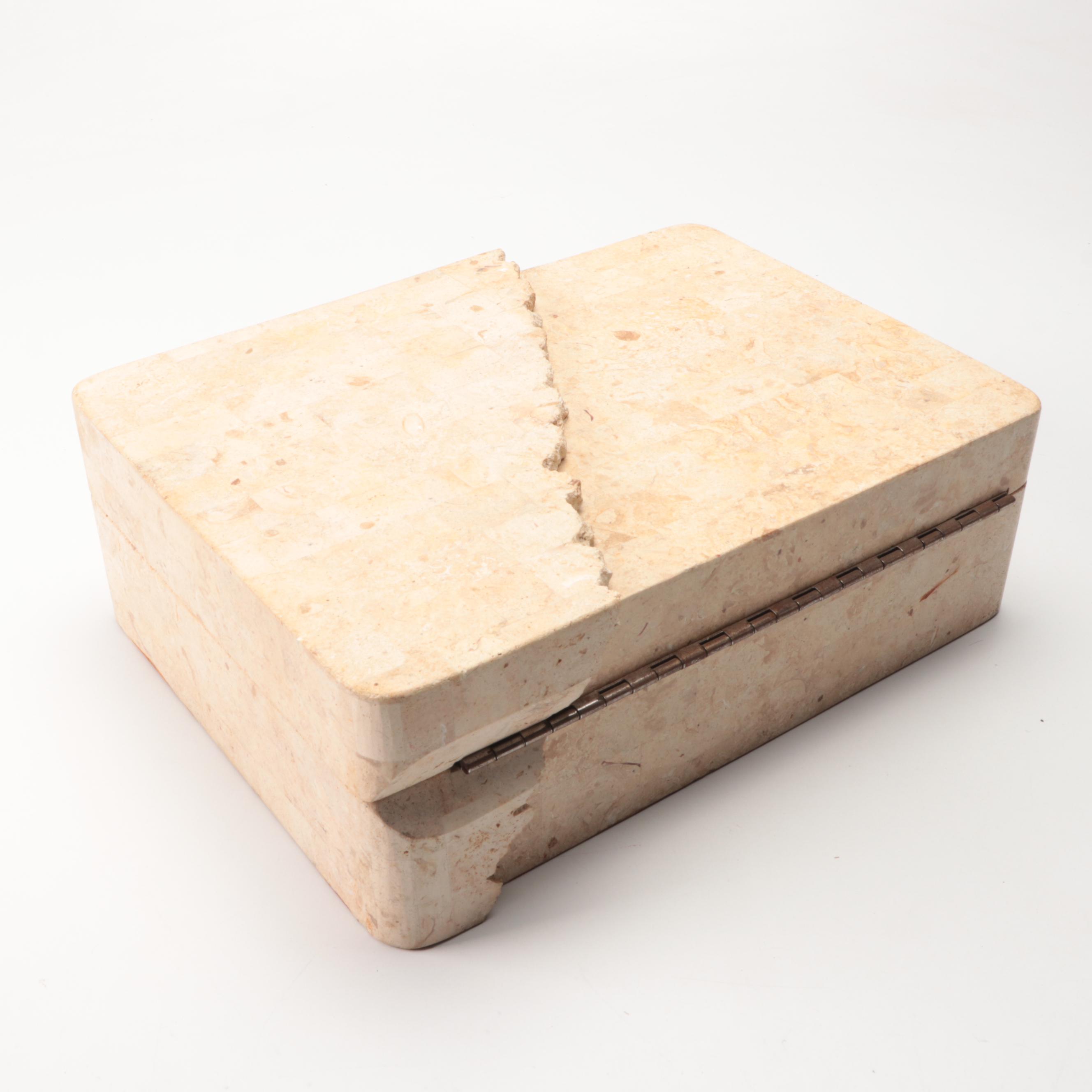 Tessellated Travertine and Cedar Wood Box