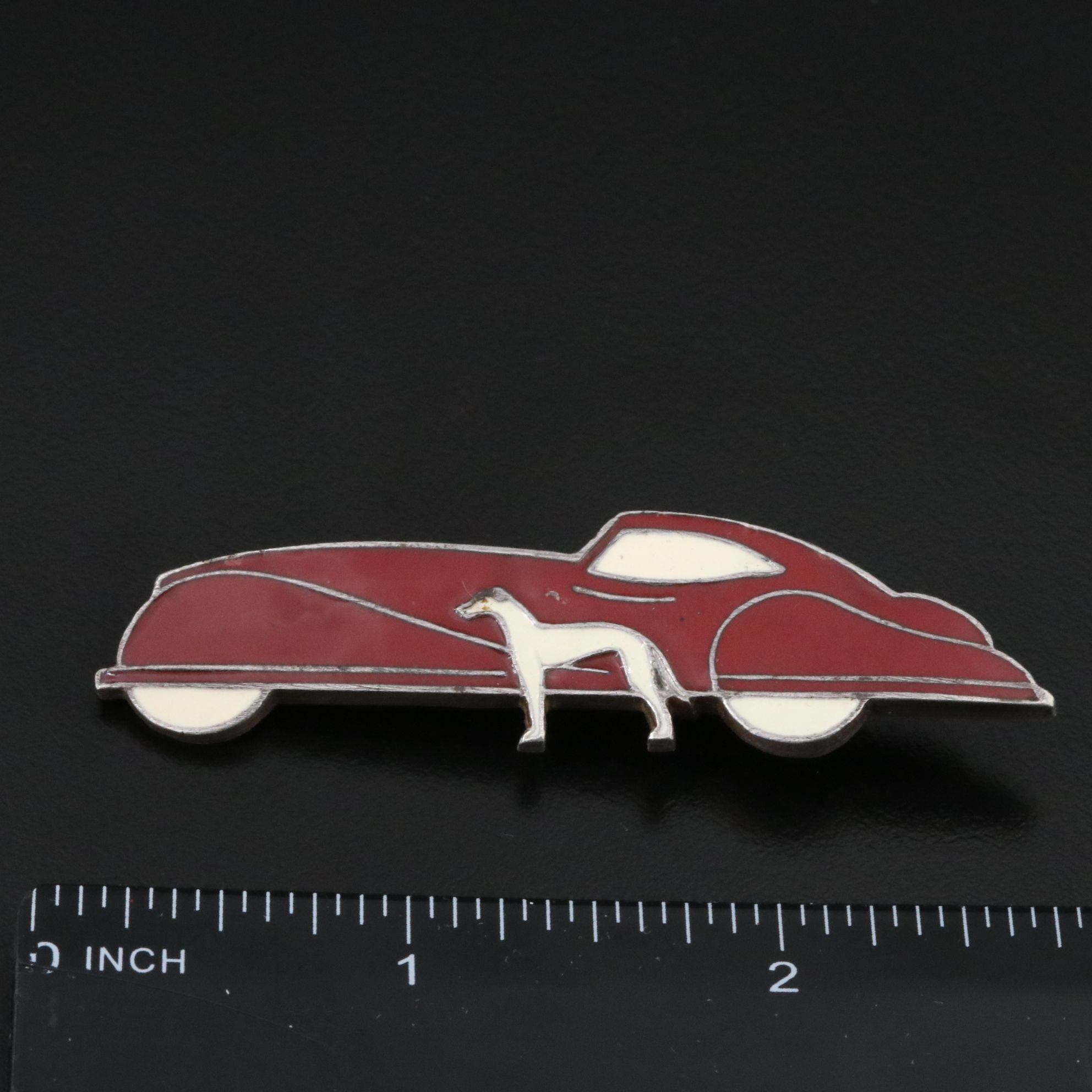 Vintage British Sterling Enamel Car and Greyhound Brooch