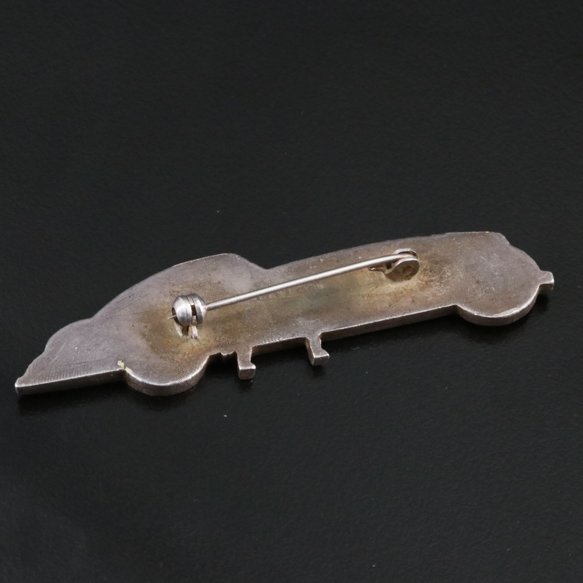 Vintage British Sterling Enamel Car and Greyhound Brooch