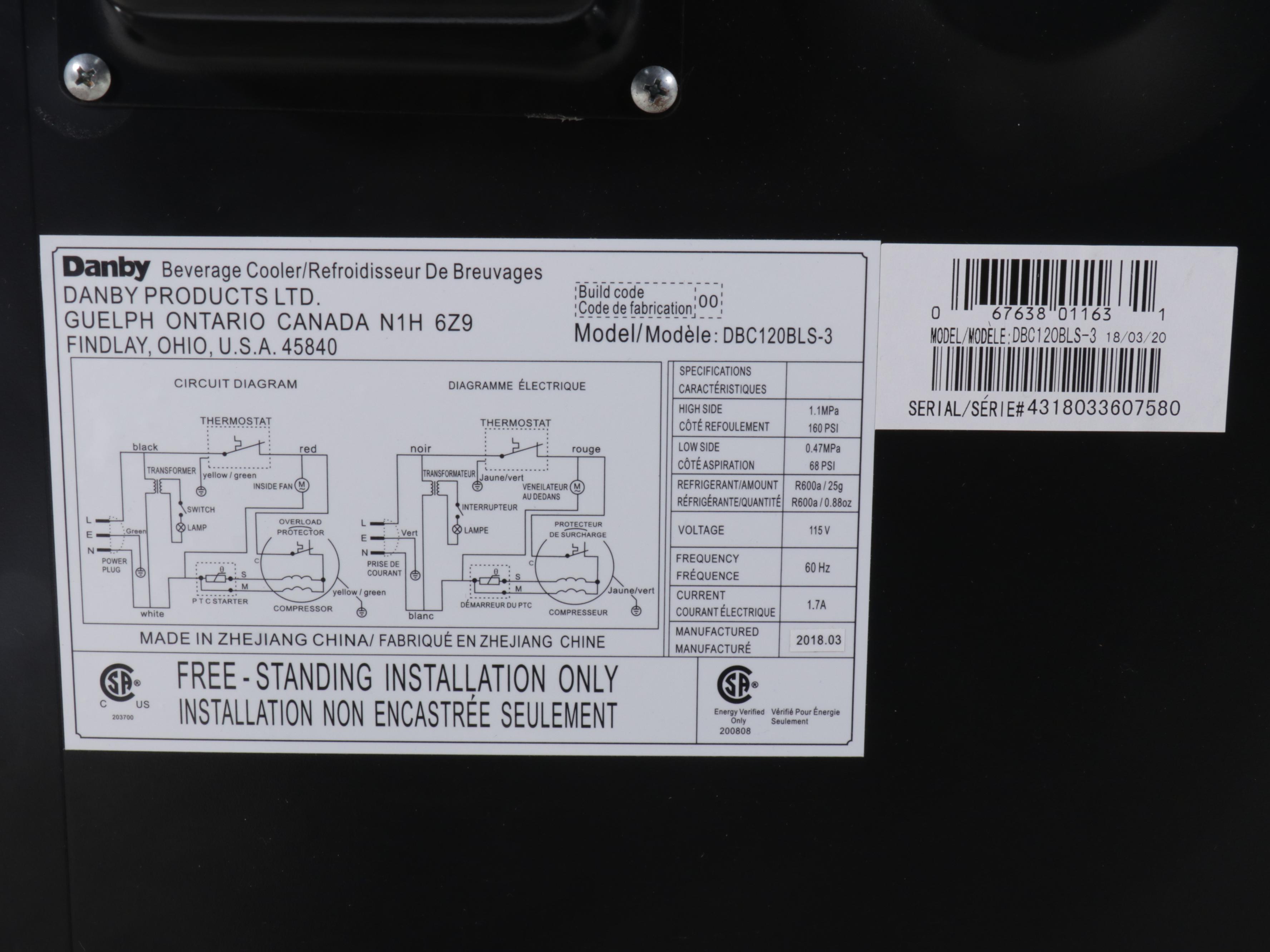 Danby Compact Refrigerator Beverage Cooler